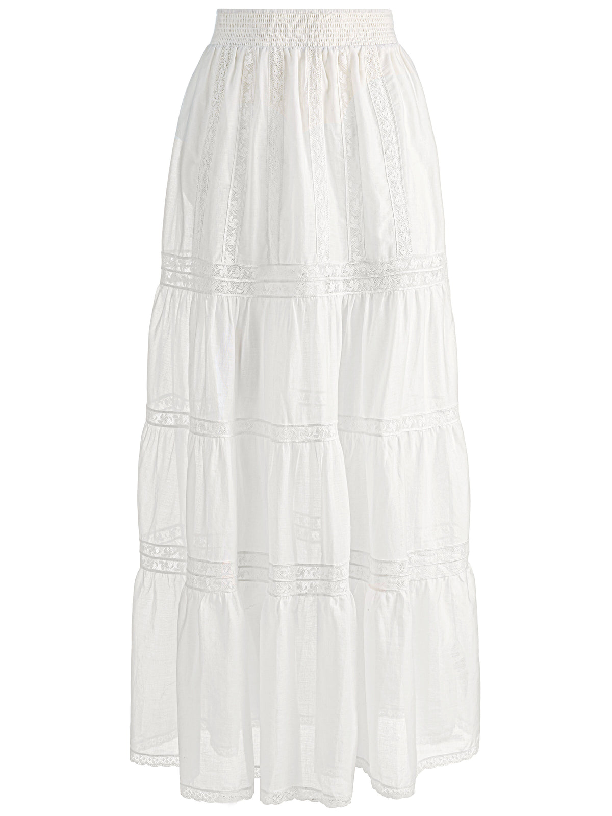 KATHRYN TIERED MAXI SKIRT - OFF WHITE