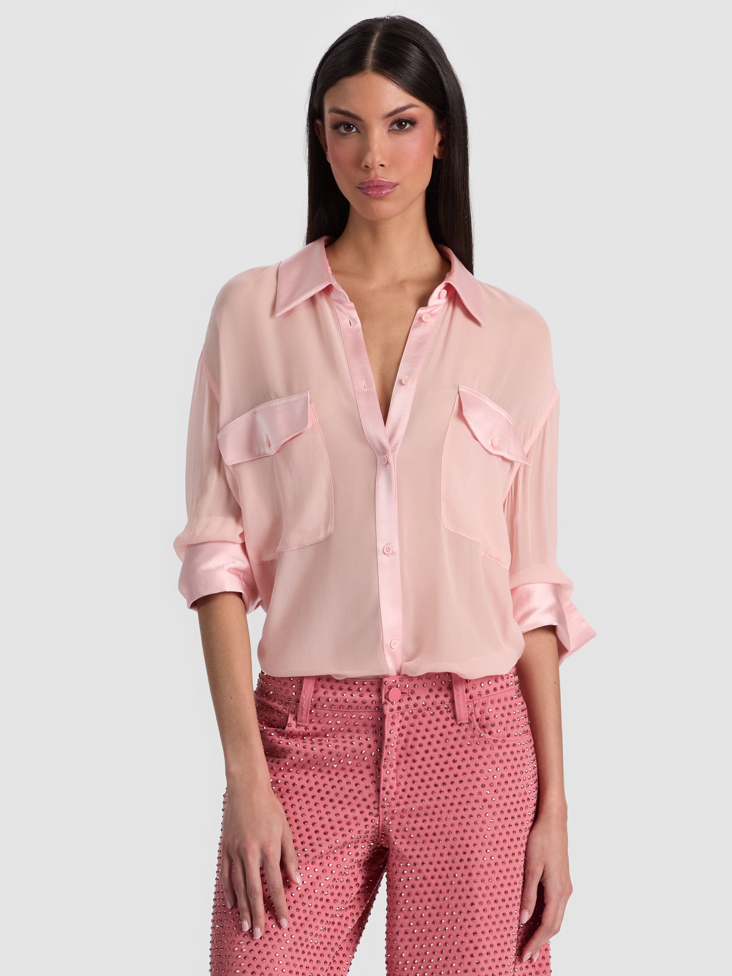 FINELY OVERSIZED UTILITY SHIRT-ENGLISH ROSE-ALICE + OLIVIA