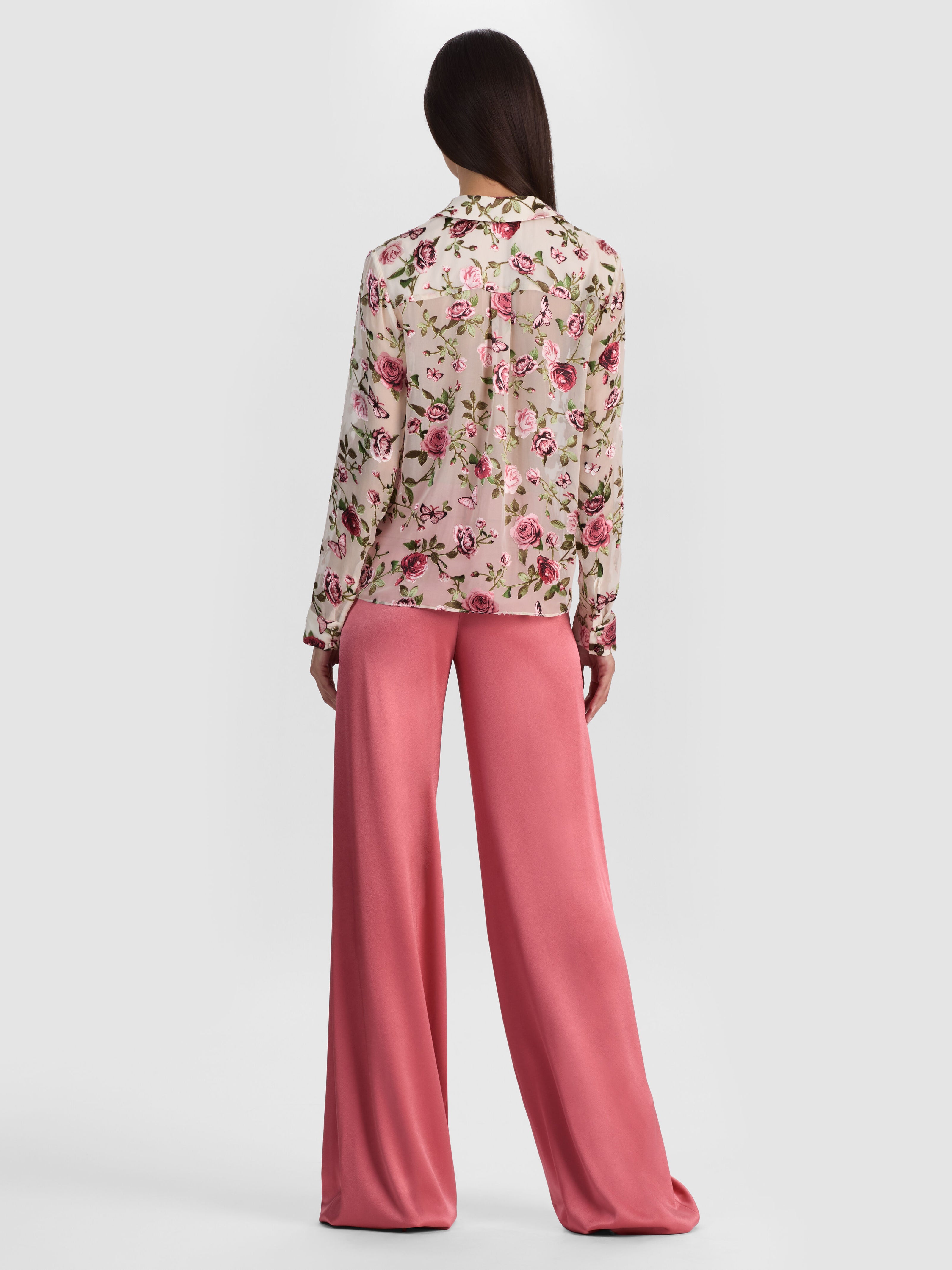 ELOISE BUTTON DOWN BLOUSE-GARDEN GOSSIP OFF WHITE-ALICE + OLIVIA