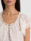 ODETTE EMBROIDERED FLUTTER SLEEVE TOP-OFF WHITE-ALICE + OLIVIA