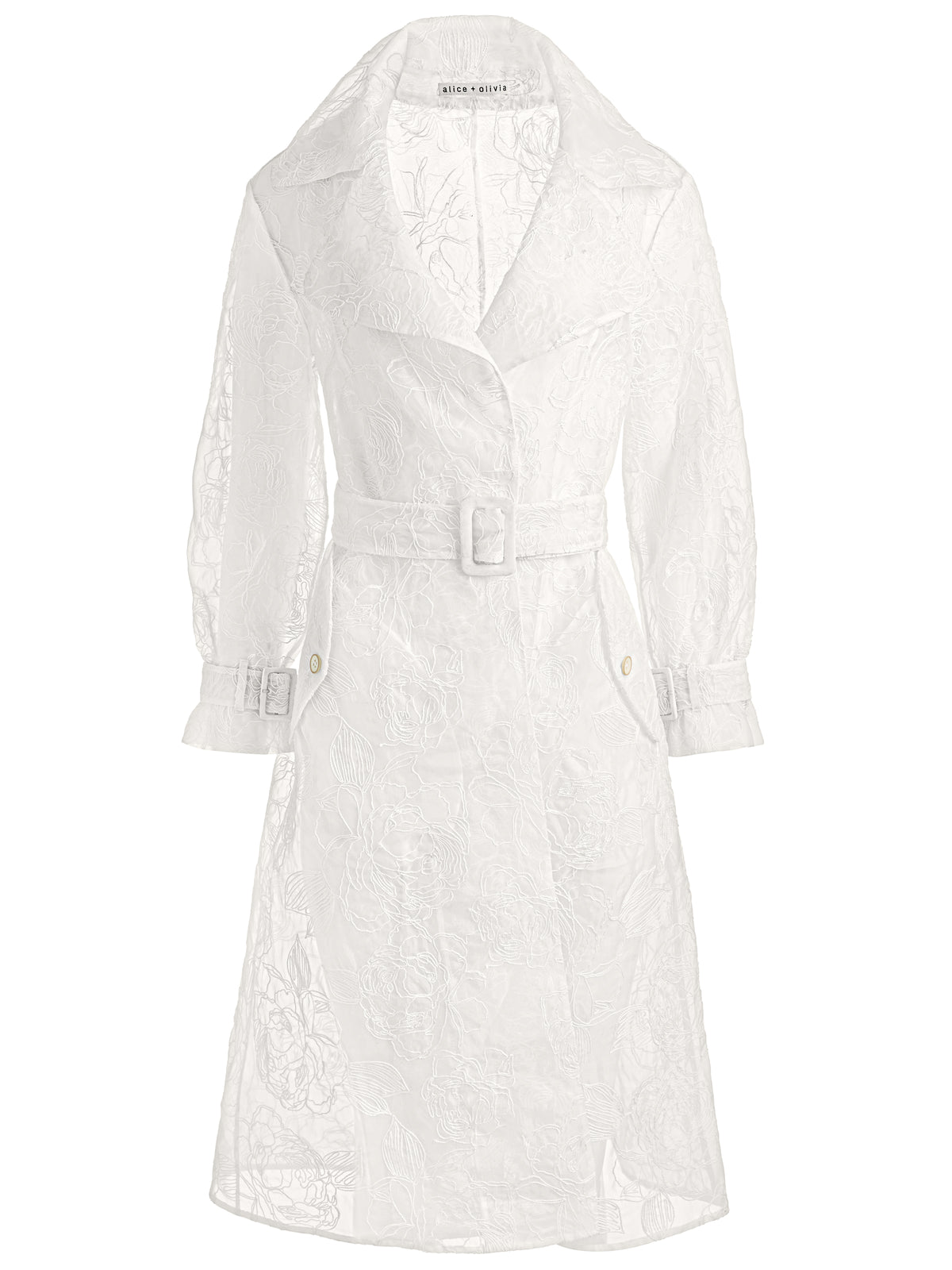 TRENCH COAT VELATO RICAMATO NEVADA - BIANCO SPORCO