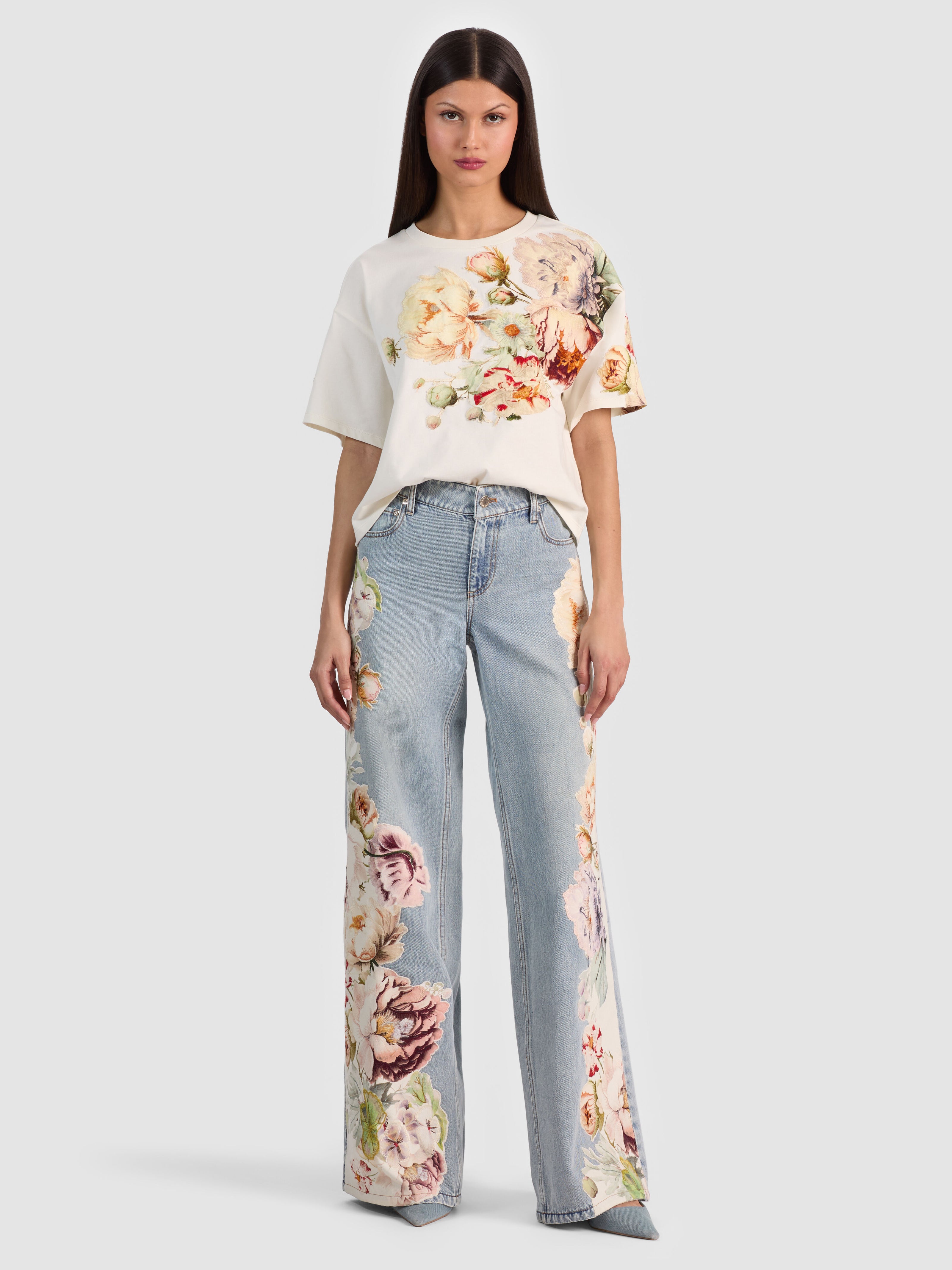 EVAN APPLIQUE OVERSIZED TEE-ECRU/MULTI-ALICE + OLIVIA