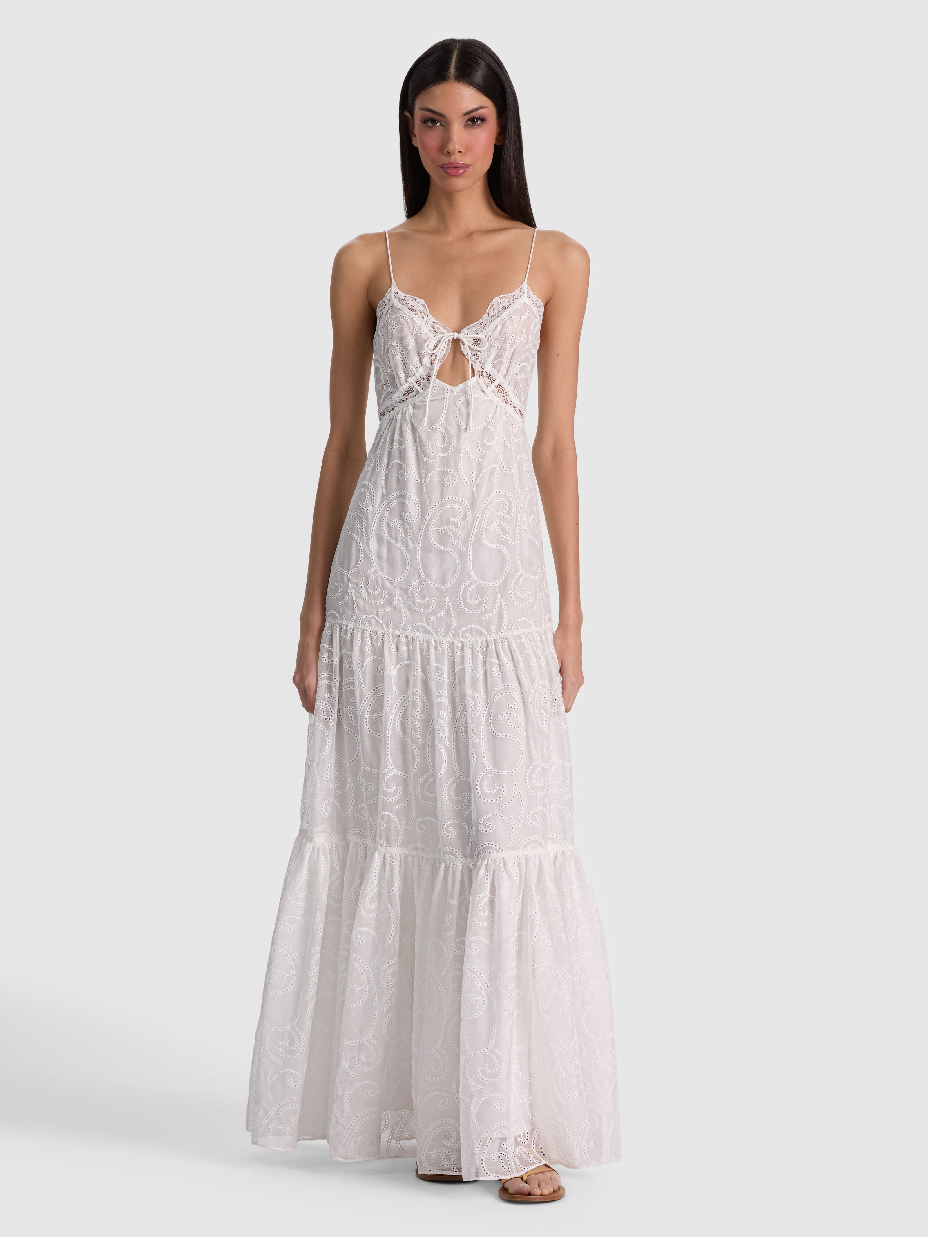 Alice + Olivia Women's Nicky Tiered Maxi Dress - White