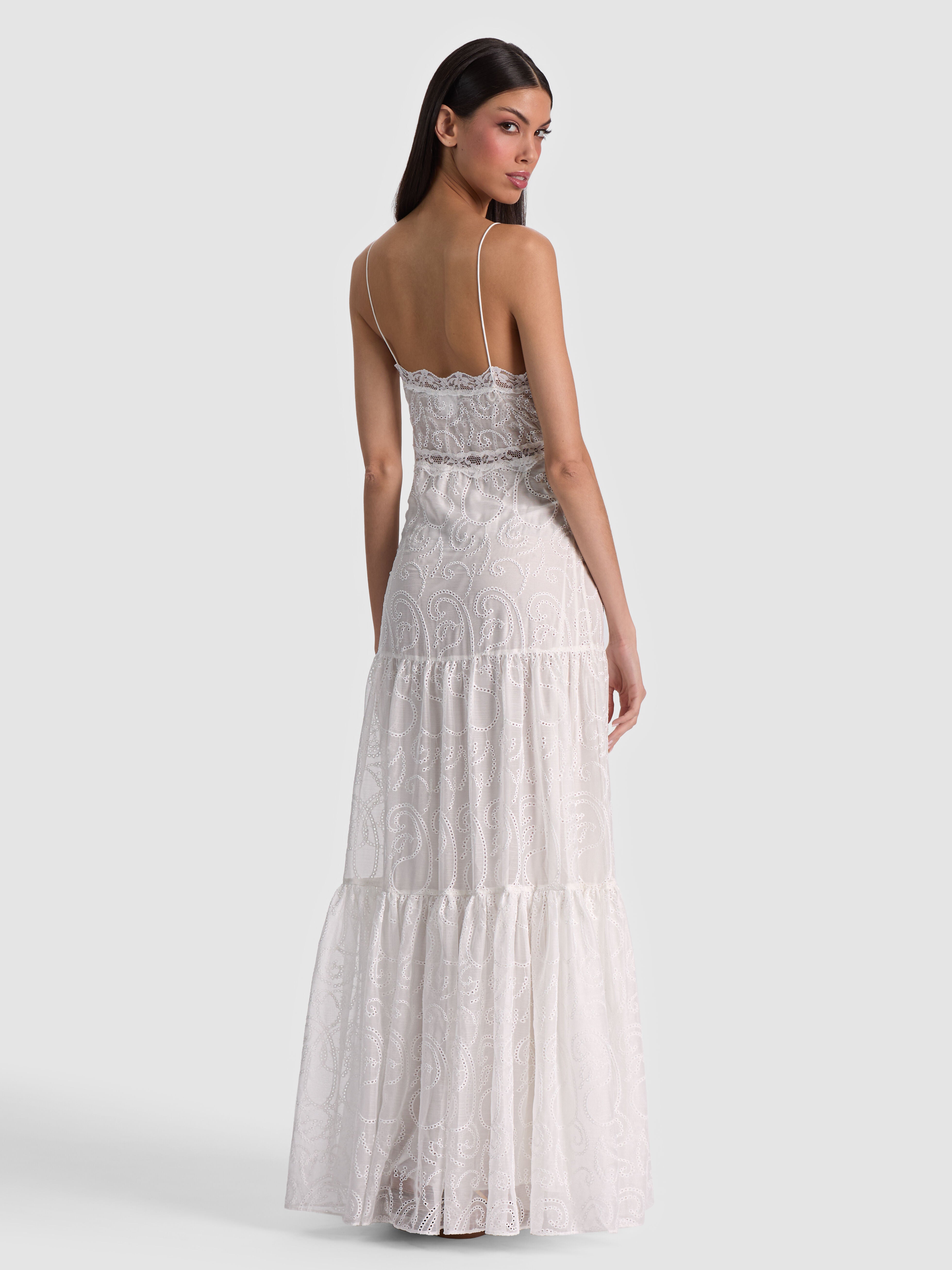 NICKY LACE TIERED MAXI DRESS in OFF WHITE | ALICE + OLIVIA