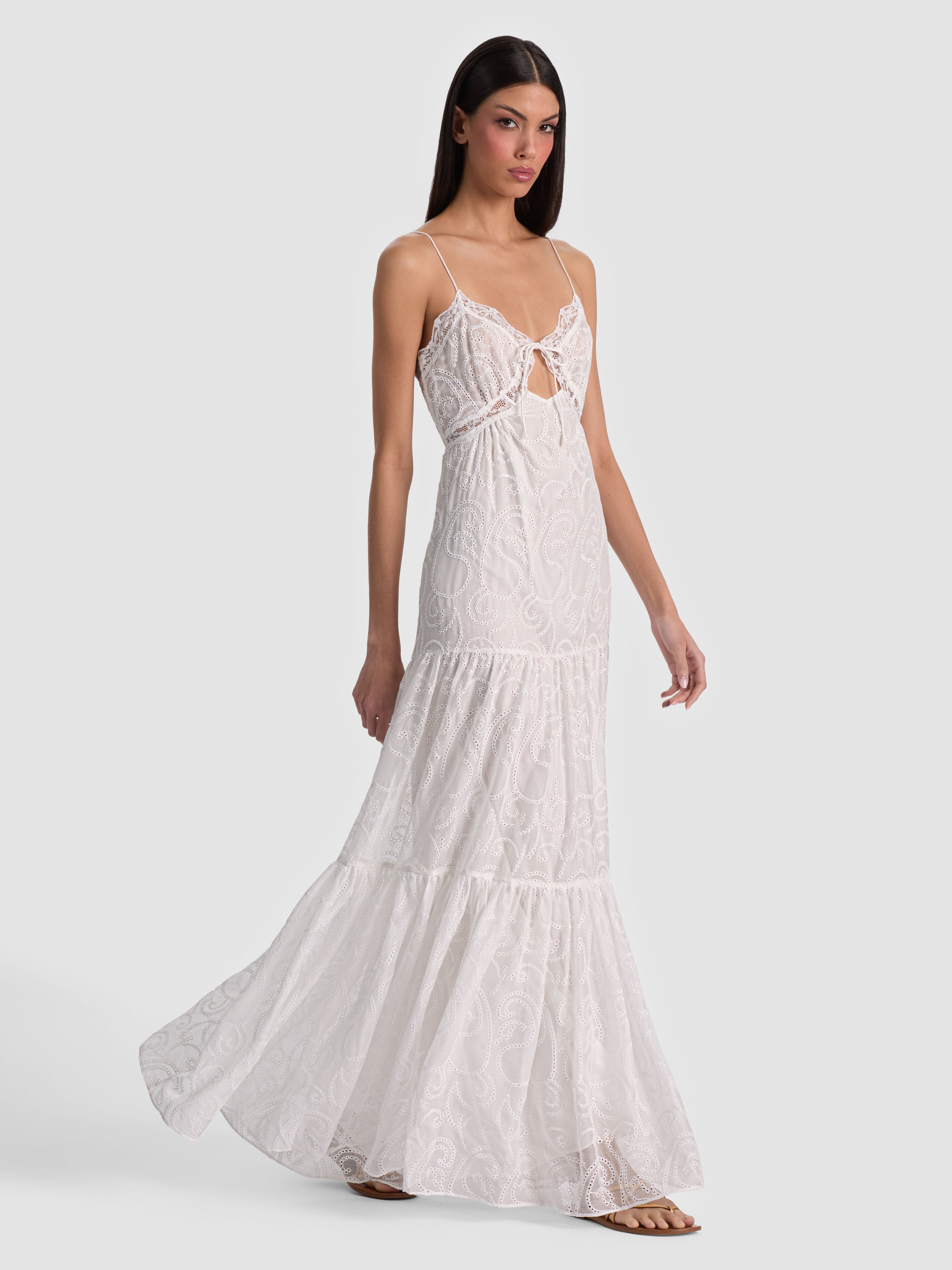 Alice + Olivia Women's Nicky Tiered Maxi Dress - White