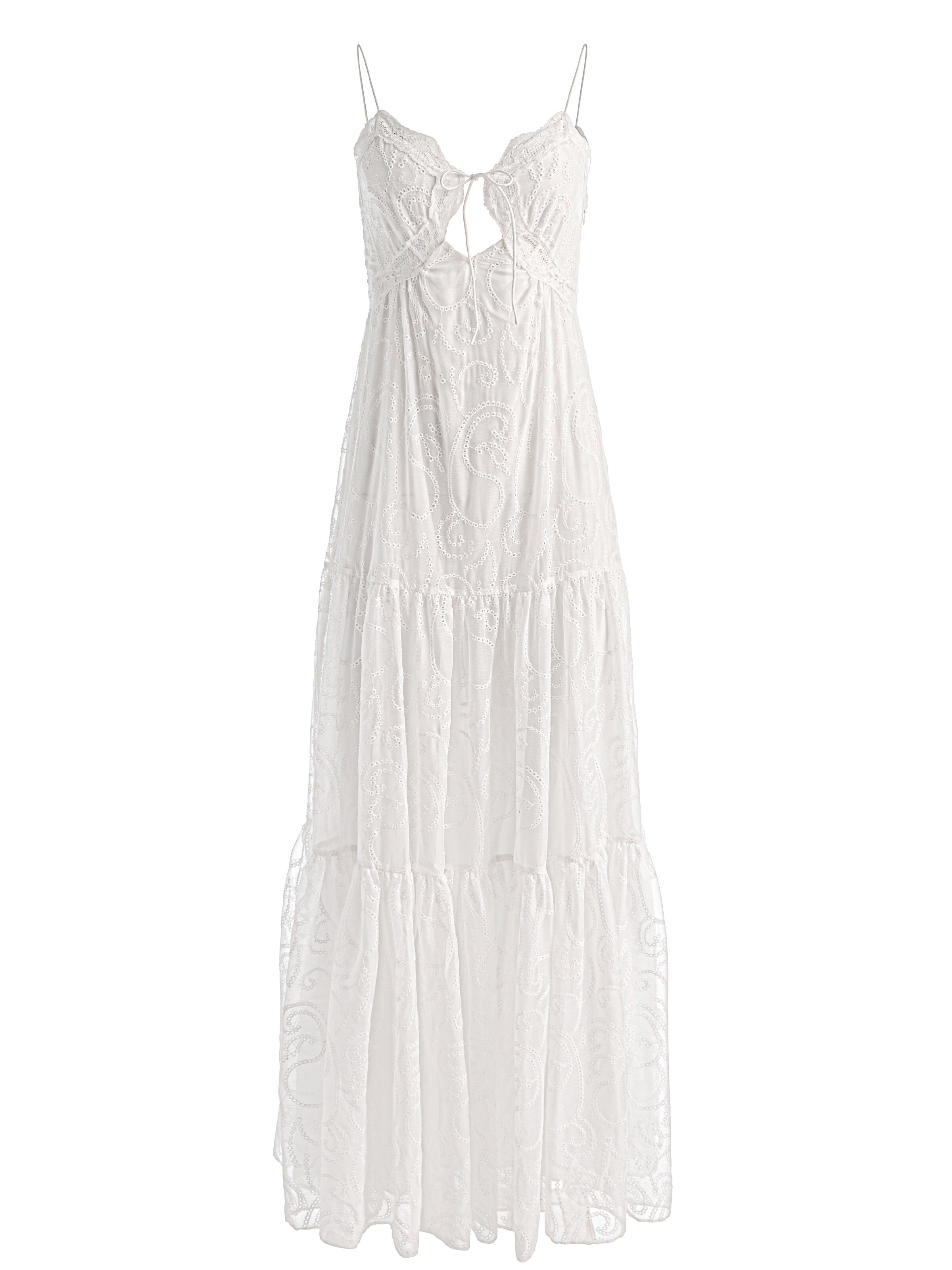 NICKY LACE TIERED MAXI DRESS in OFF WHITE | ALICE + OLIVIA
