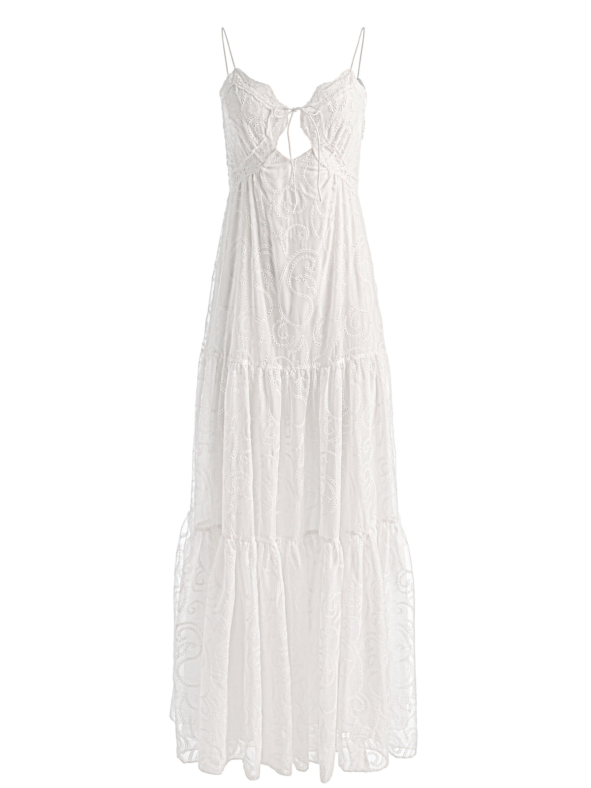 NICKY LACE TIERED MAXI DRESS - OFF WHITE