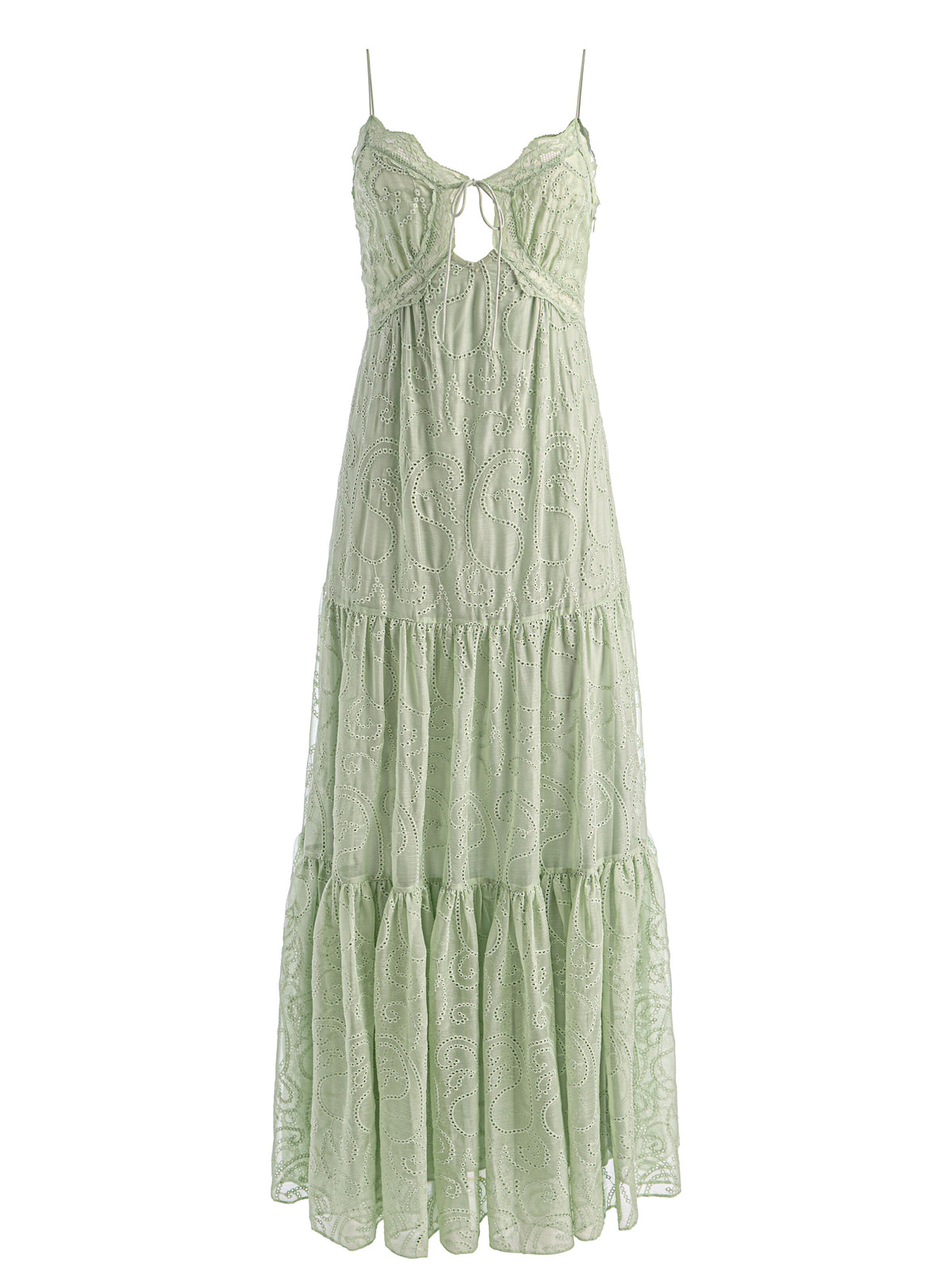 NICKY LACE TIERED MAXI DRESS - LIGHT SAGE