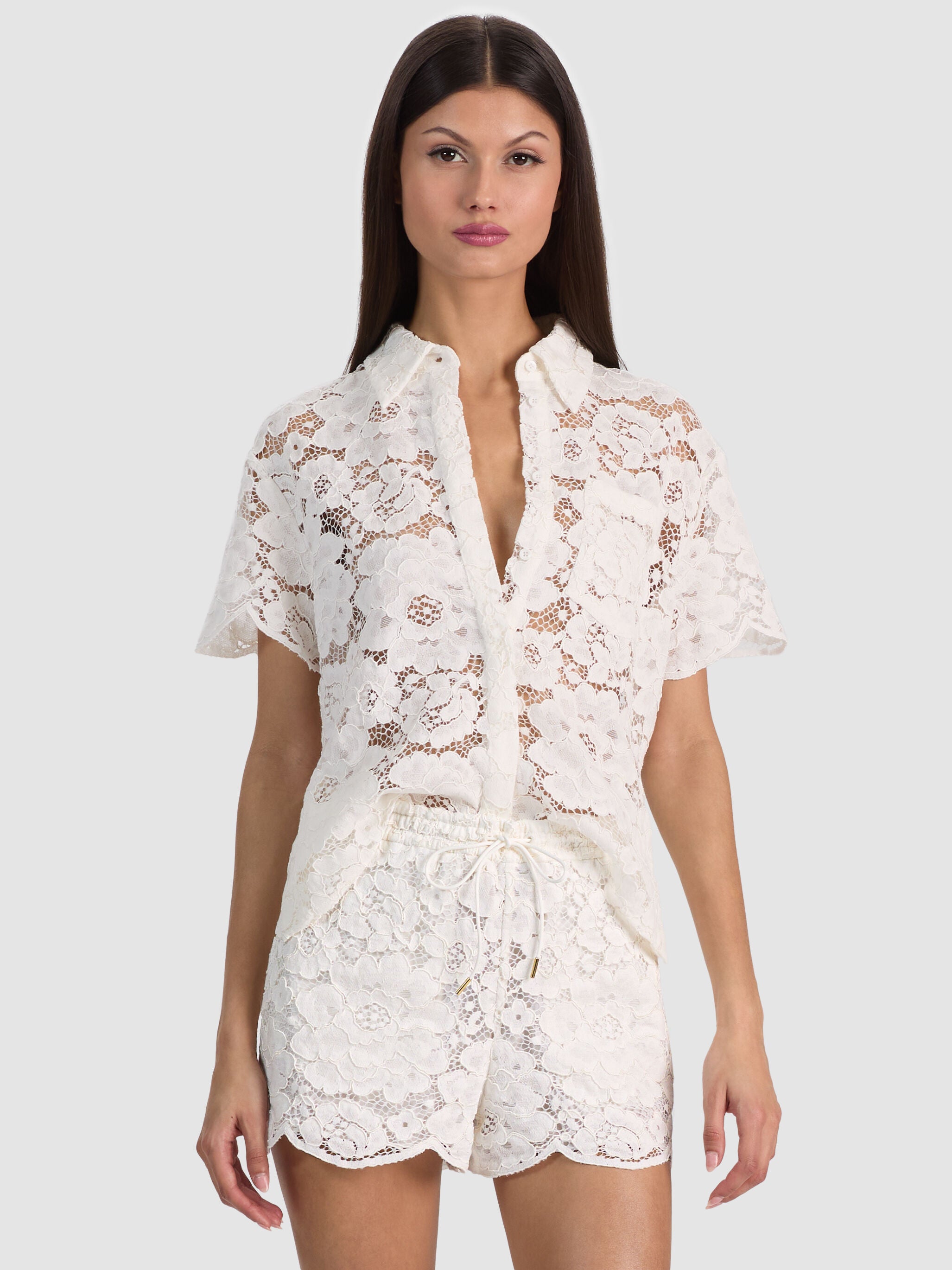 CAMICIA BOTTON-DOWN IN PIZZO LANE-ALICE + OLIVIA