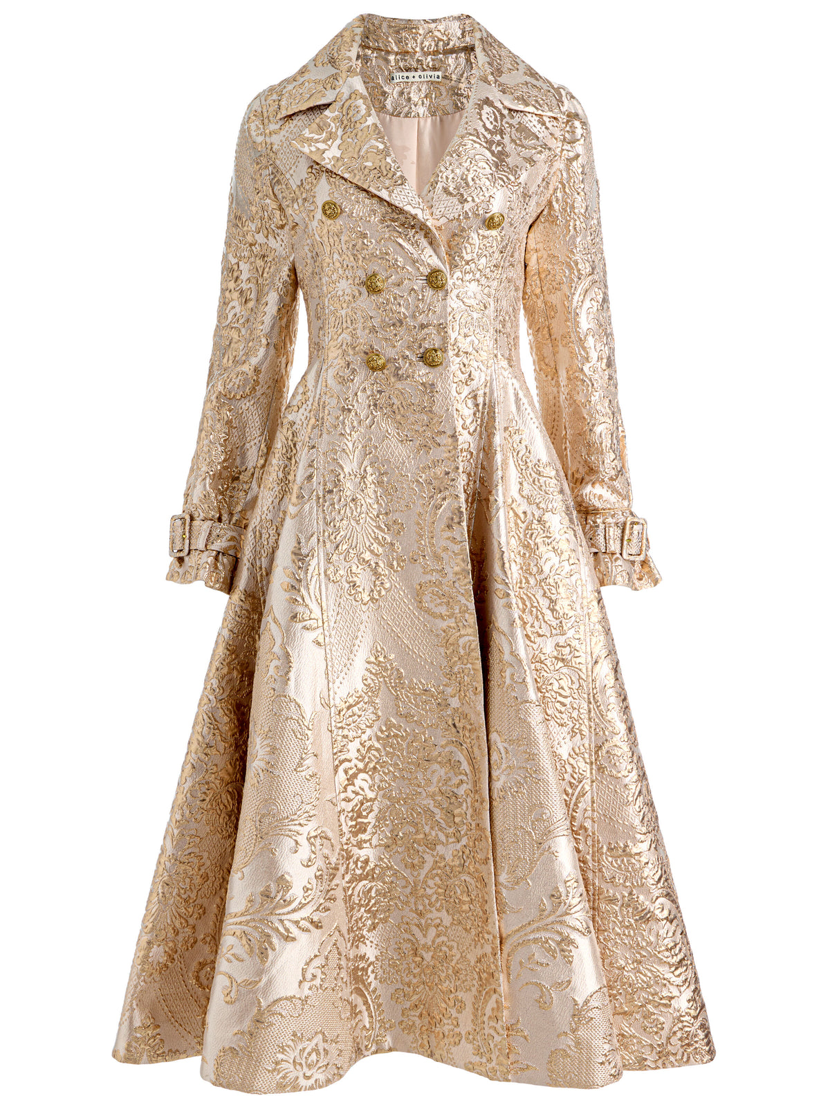 ELLIE TRENCH COAT WITH MIXED JACQUARD - GOLD