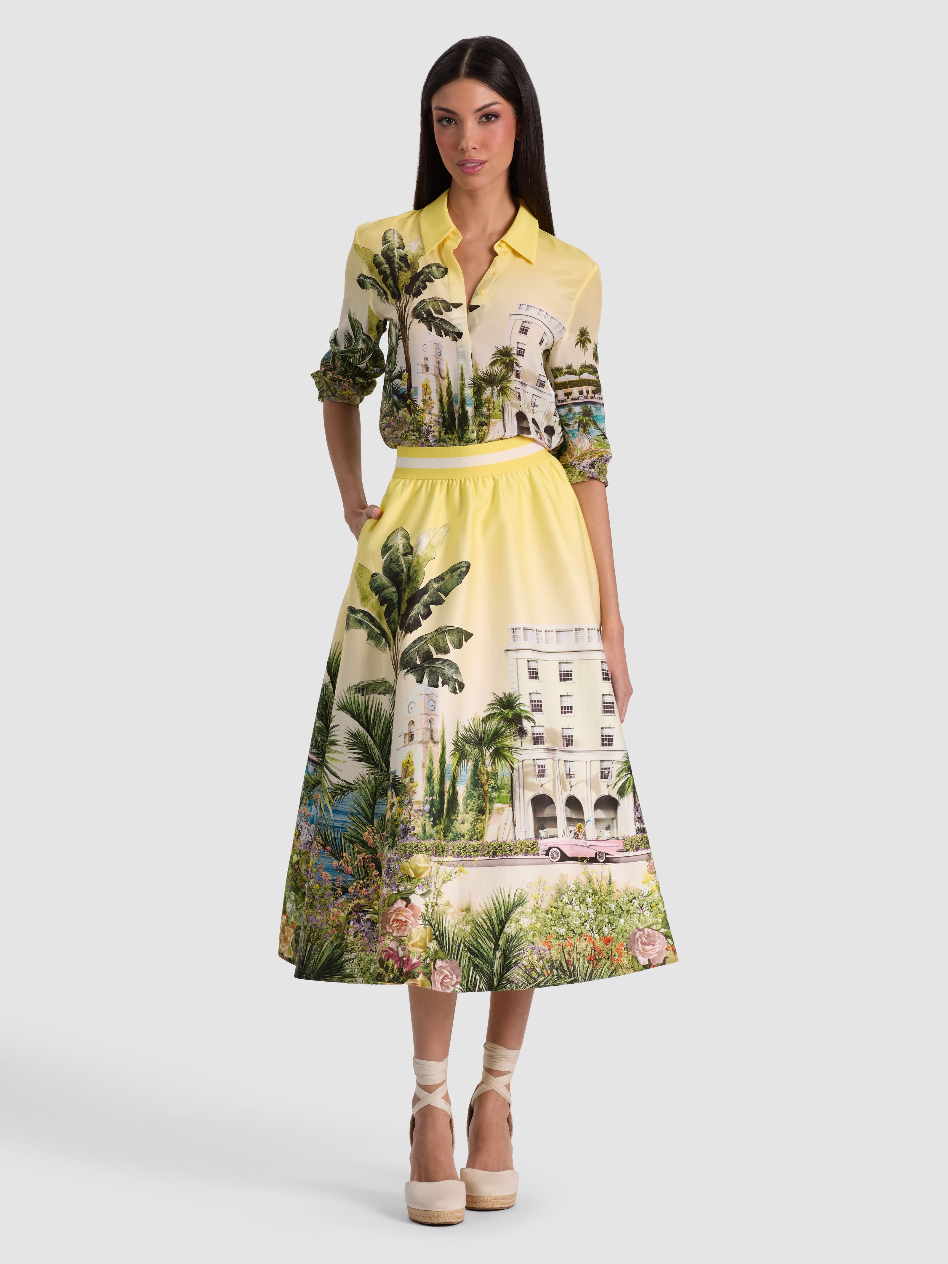 EARLA STACEFACE MIDI SKIRT-PURE PARADISE-ALICE + OLIVIA