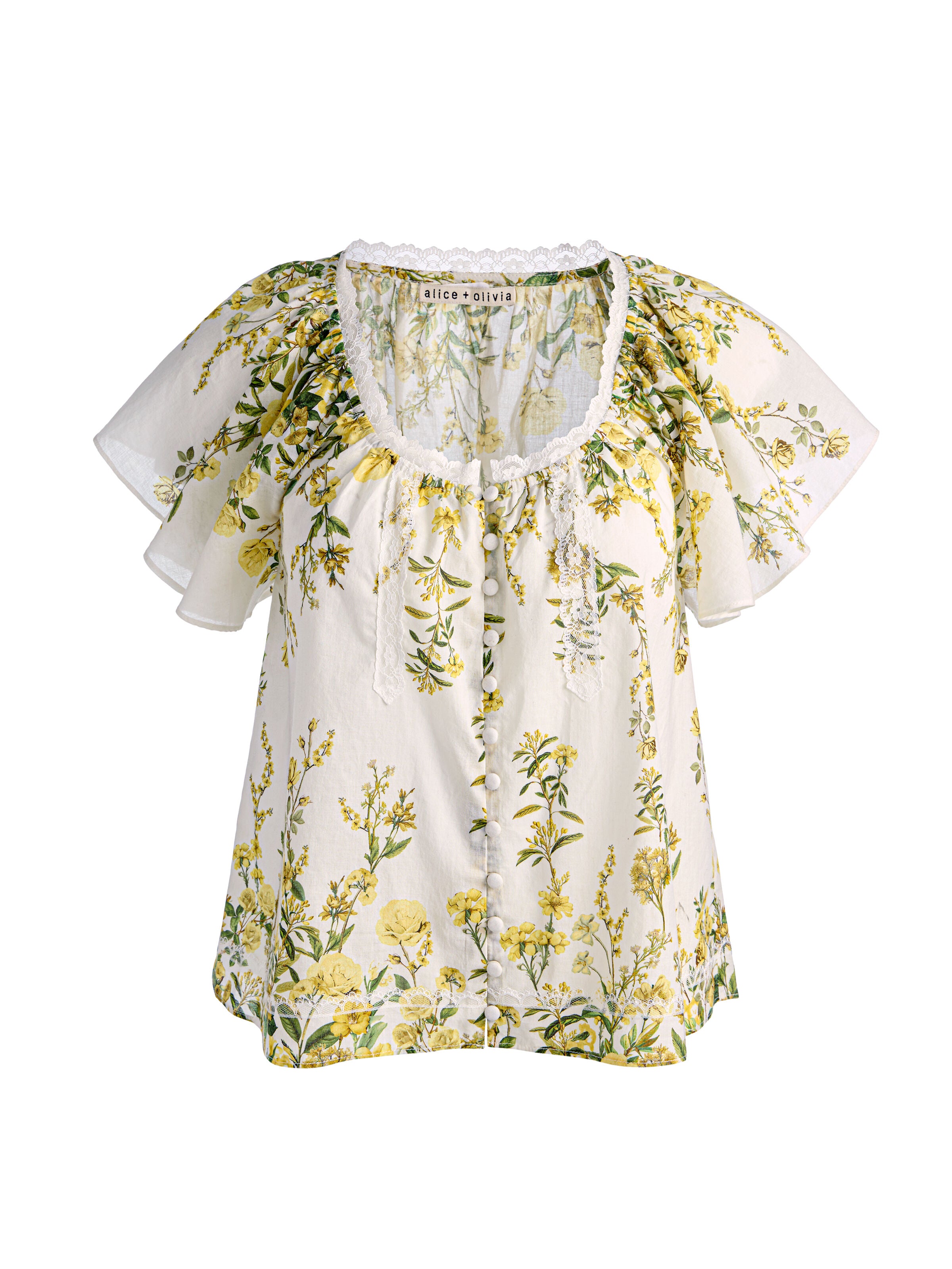 ODETTE FLUTTER SLEEVE TOP-FRESH AIR BUTTER-ALICE + OLIVIA