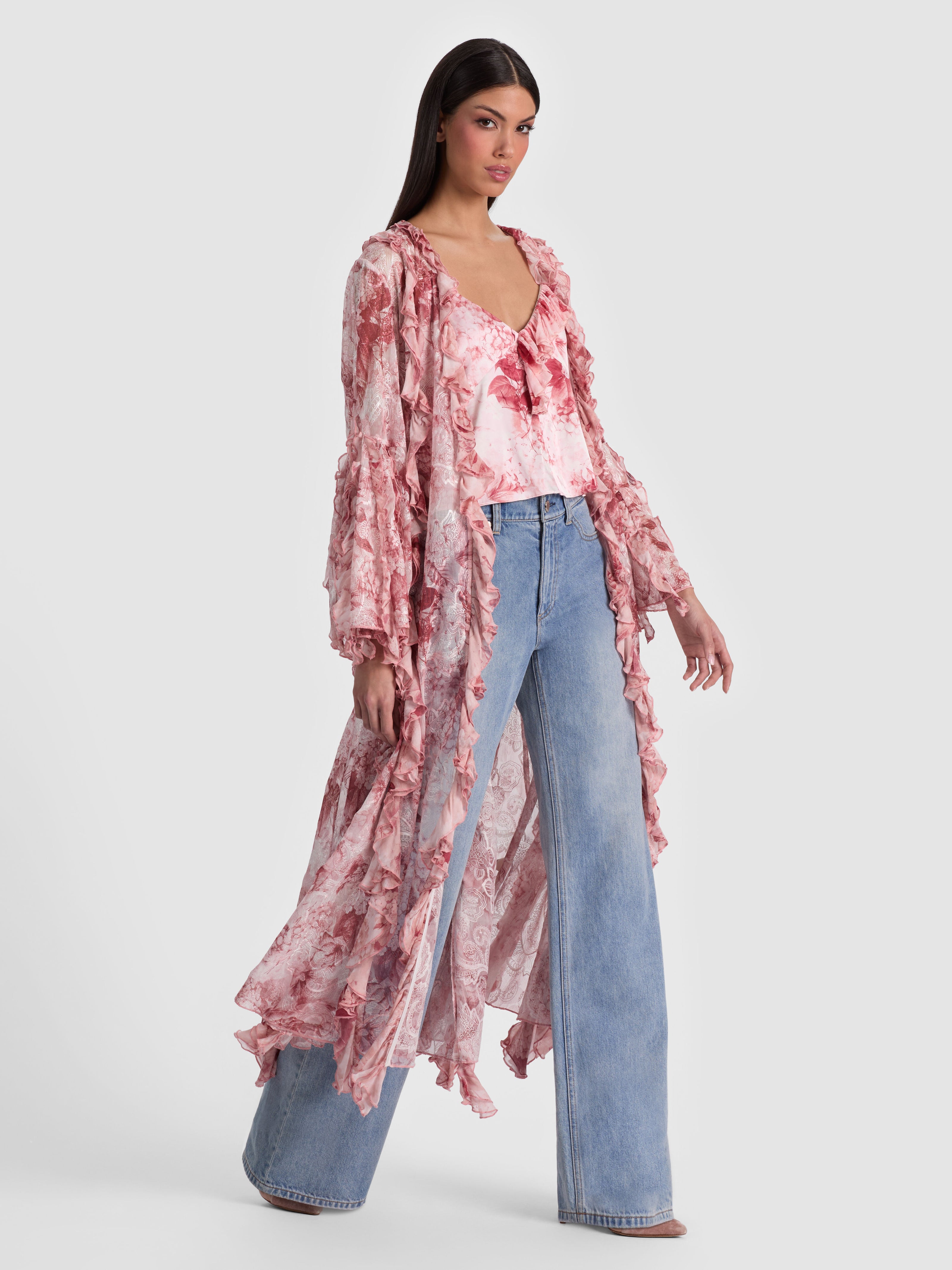 CHER RUFFLE MAXI ROBE-SEA BREEZE ENGLISH ROSE-ALICE + OLIVIA