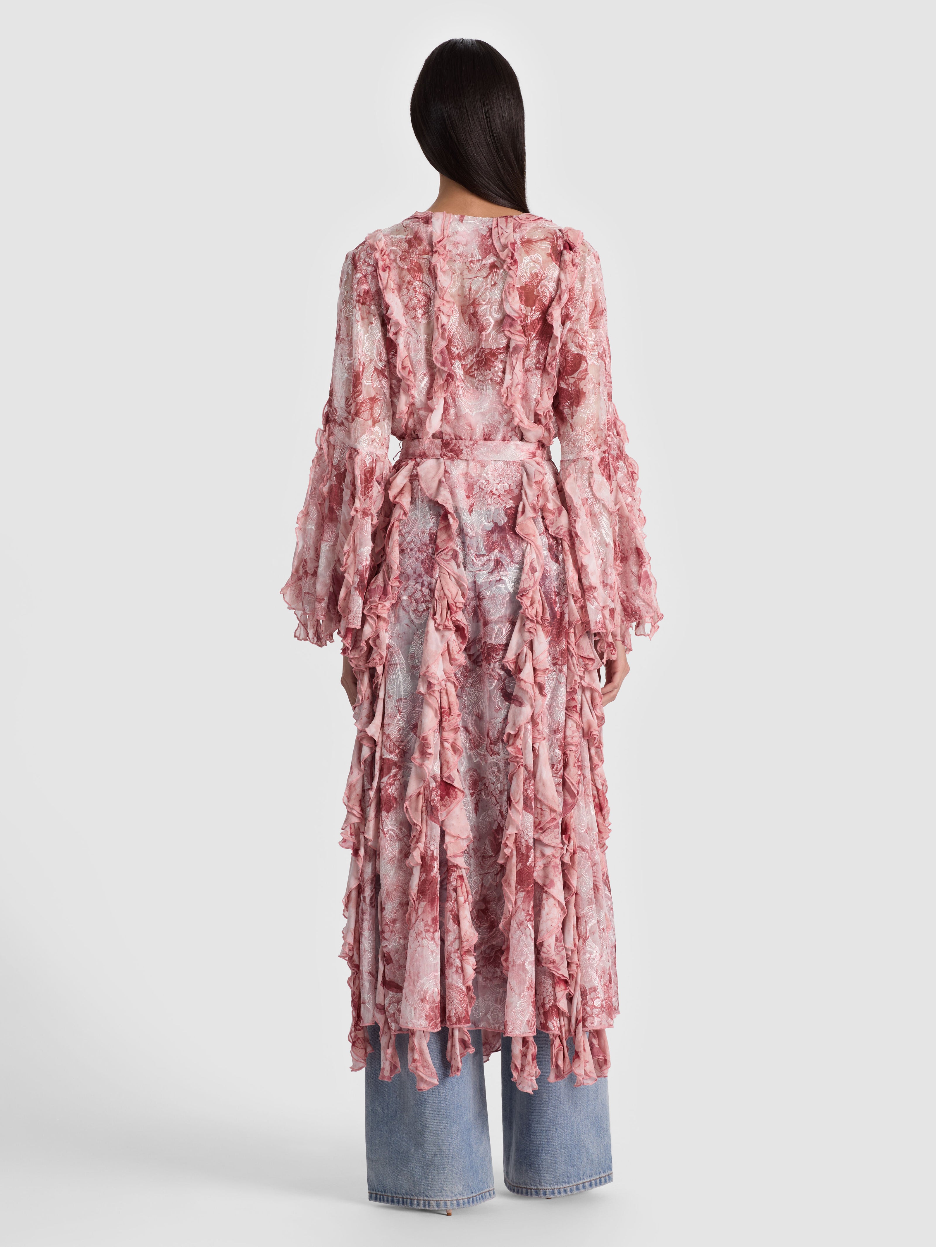 CHER RUFFLE MAXI ROBE-SEA BREEZE ENGLISH ROSE-ALICE + OLIVIA