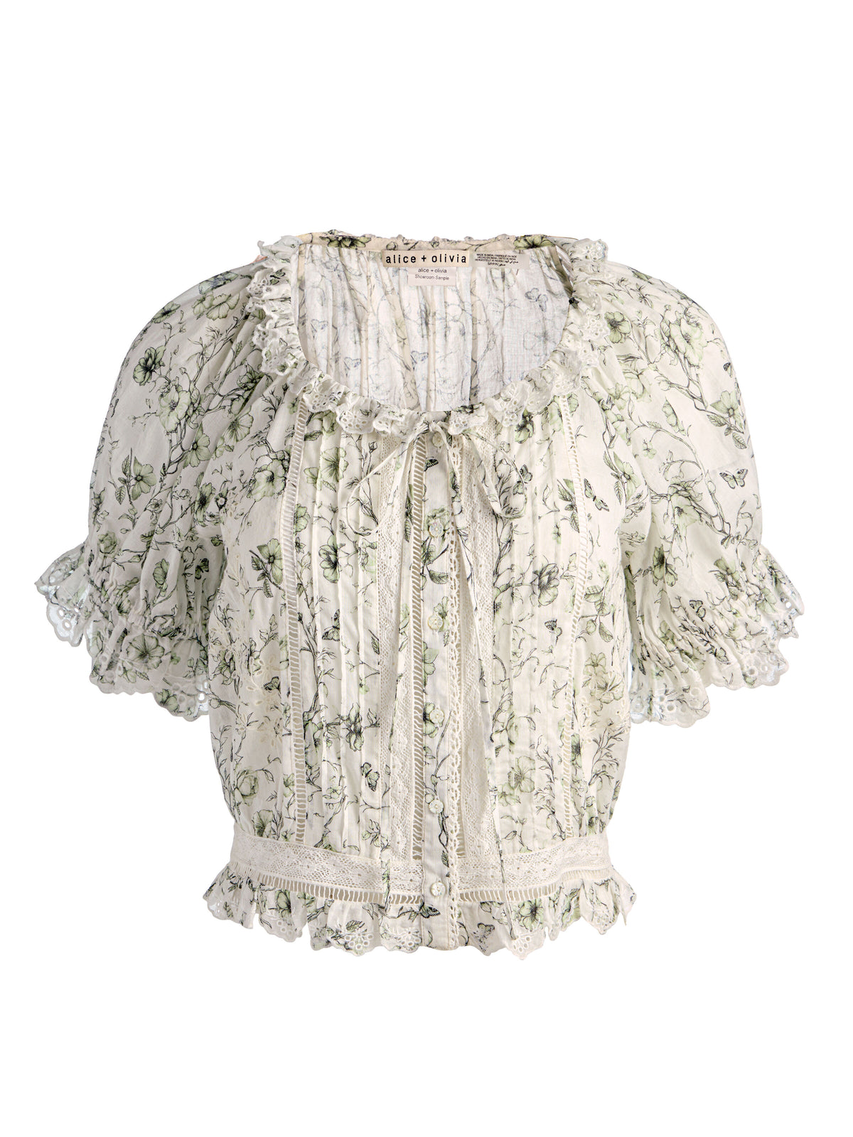 MCLAINE PUFF SLEEVE BLOUSE - FLOWER SHOP LIGHT SAGE