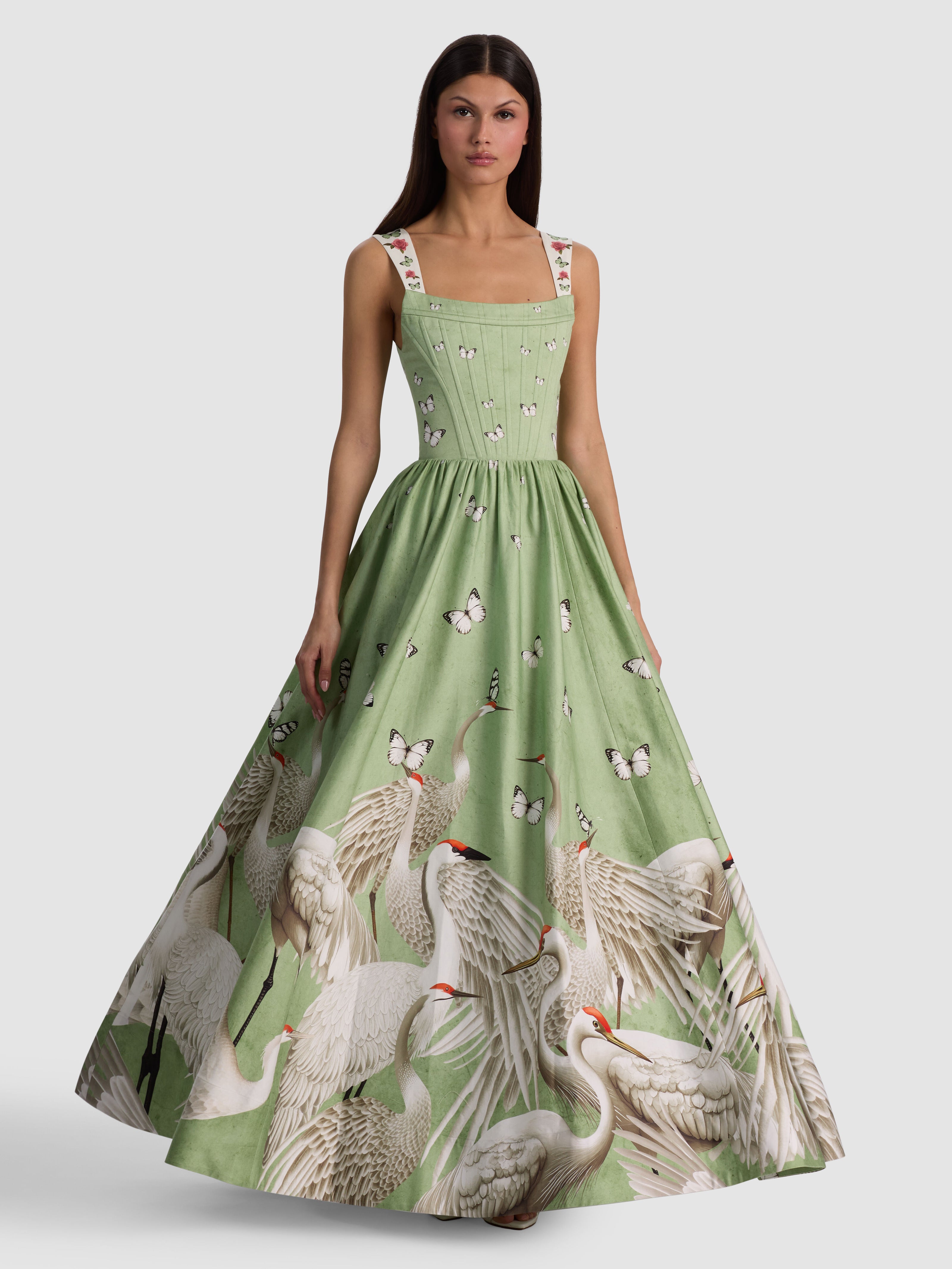 GUINEVERE BUSTIER MAXI DRESS-DRIFT LIGHT SAGE-ALICE + OLIVIA