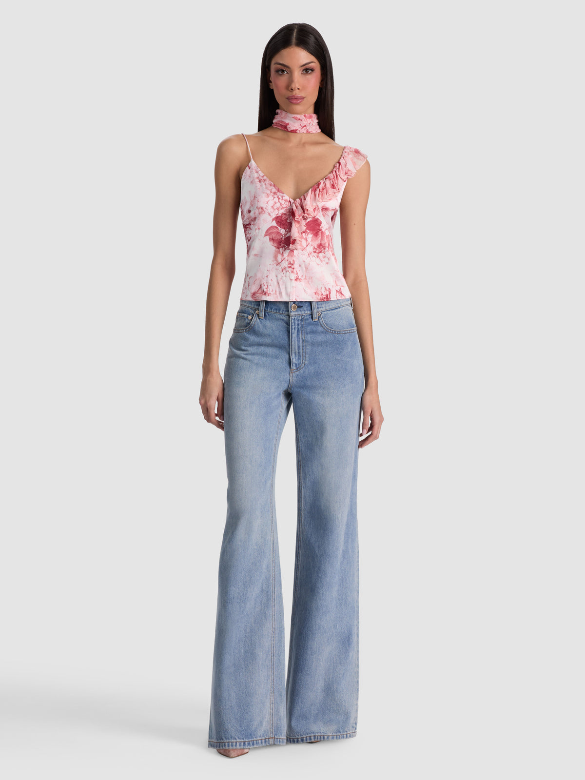 ZELDA RUFFLE TANK WITH SCARF - SEA BREEZE ENGLISH ROSE