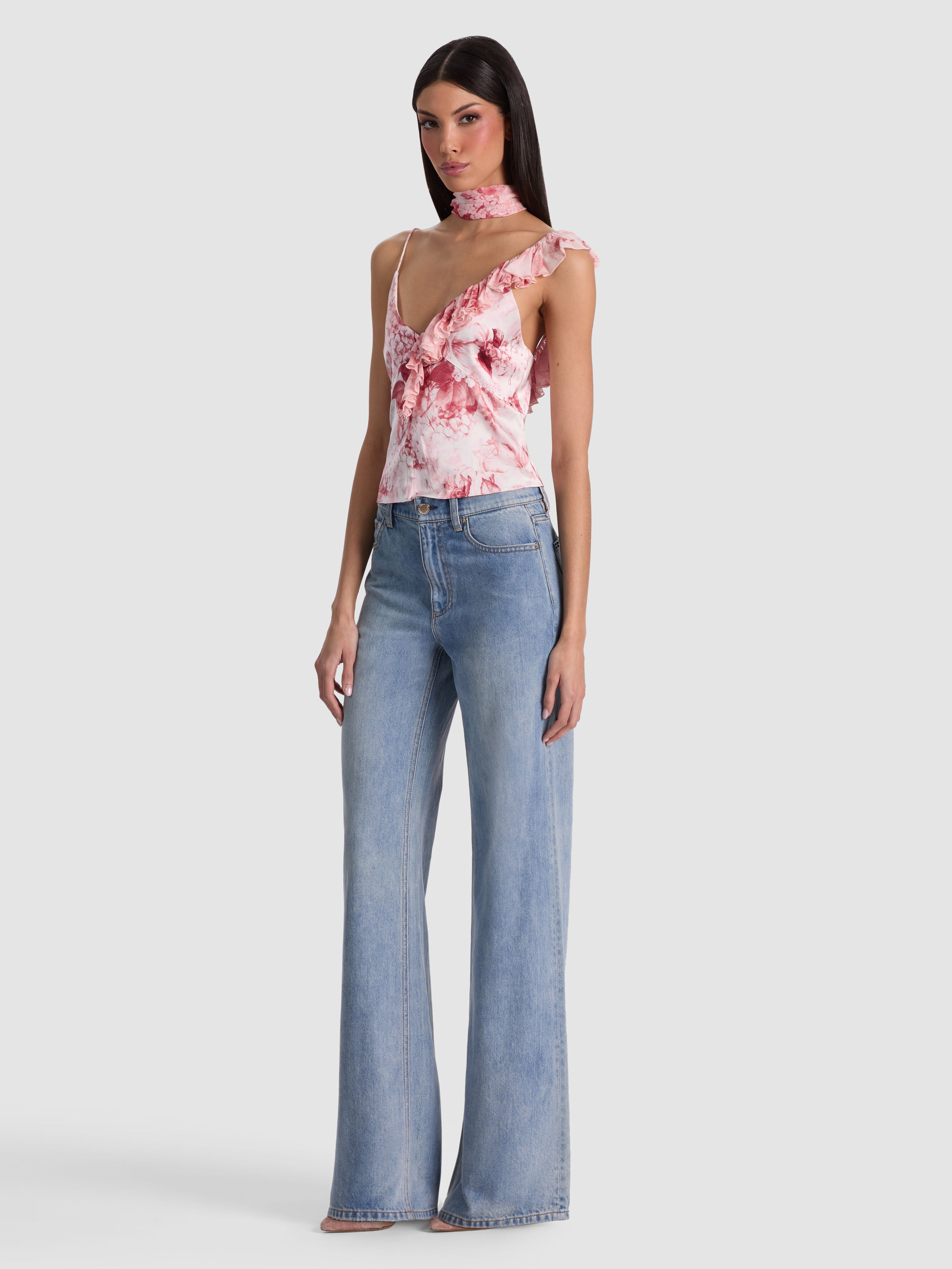 ZELDA RUFFLE TANK WITH SCARF-SEA BREEZE ENGLISH ROSE-ALICE + OLIVIA