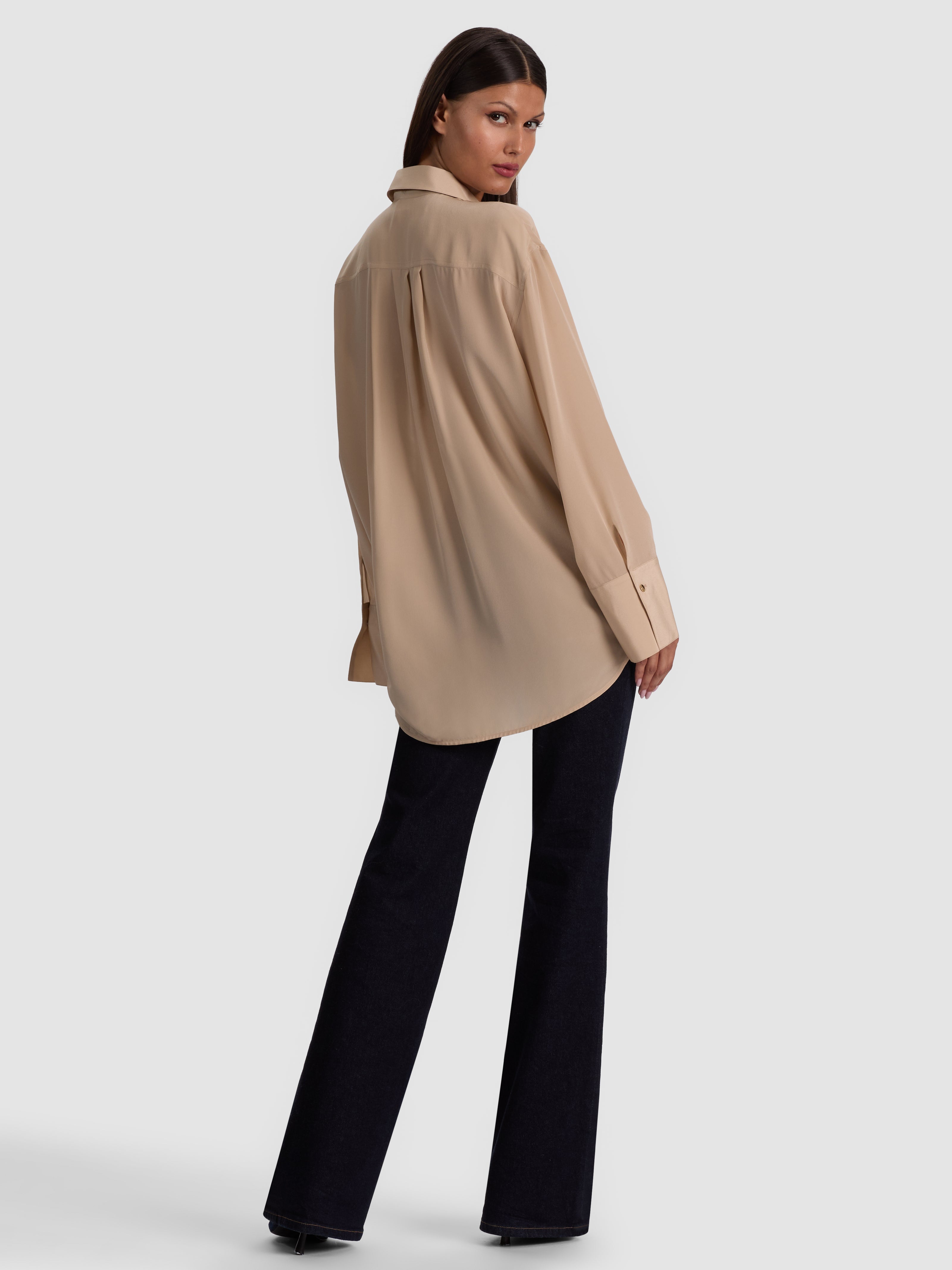 FINELY OVERSIZED UTILITY SHIRT-SAND-ALICE + OLIVIA