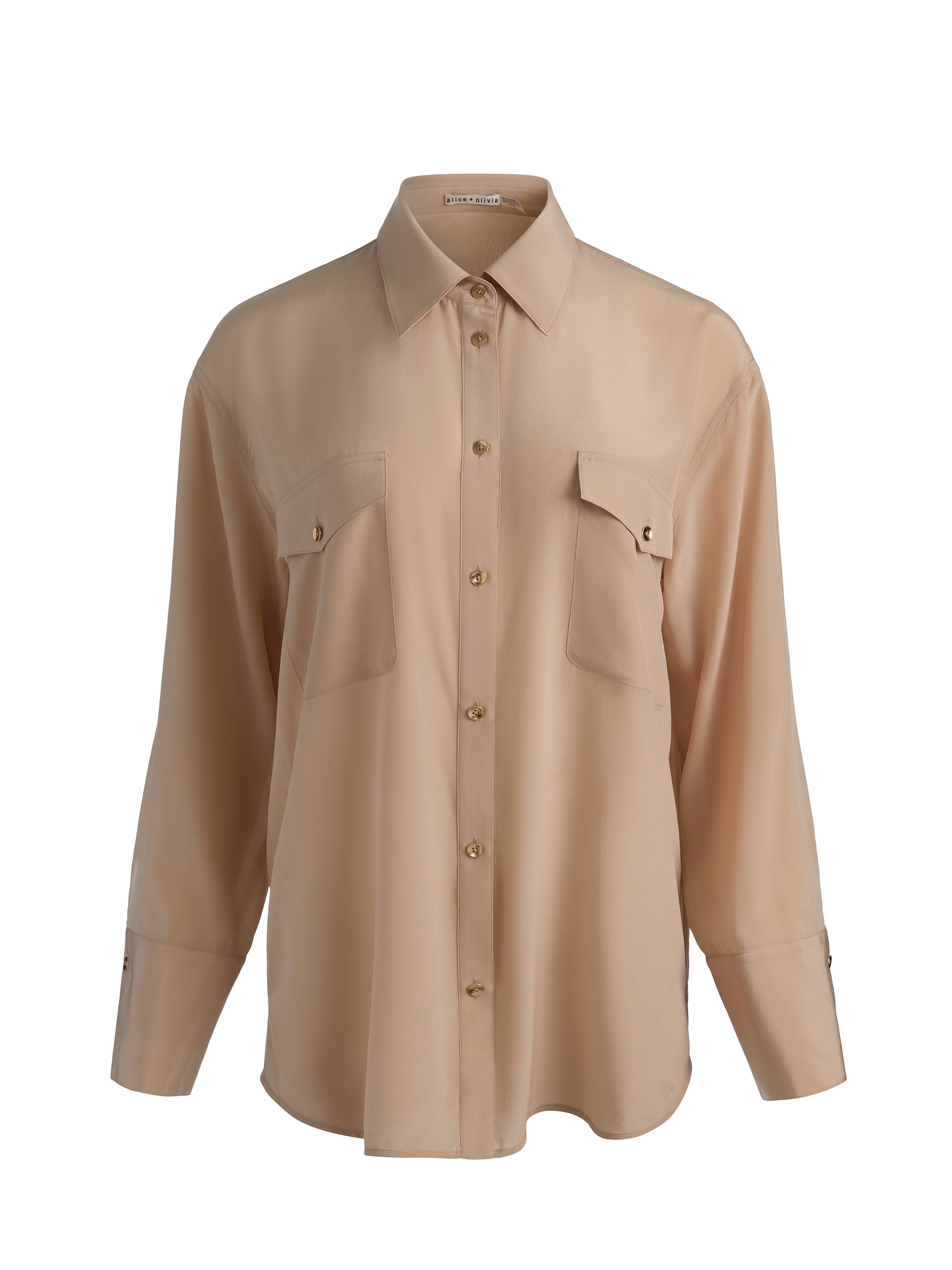 FINELY OVERSIZED UTILITY SHIRT-SAND-ALICE + OLIVIA