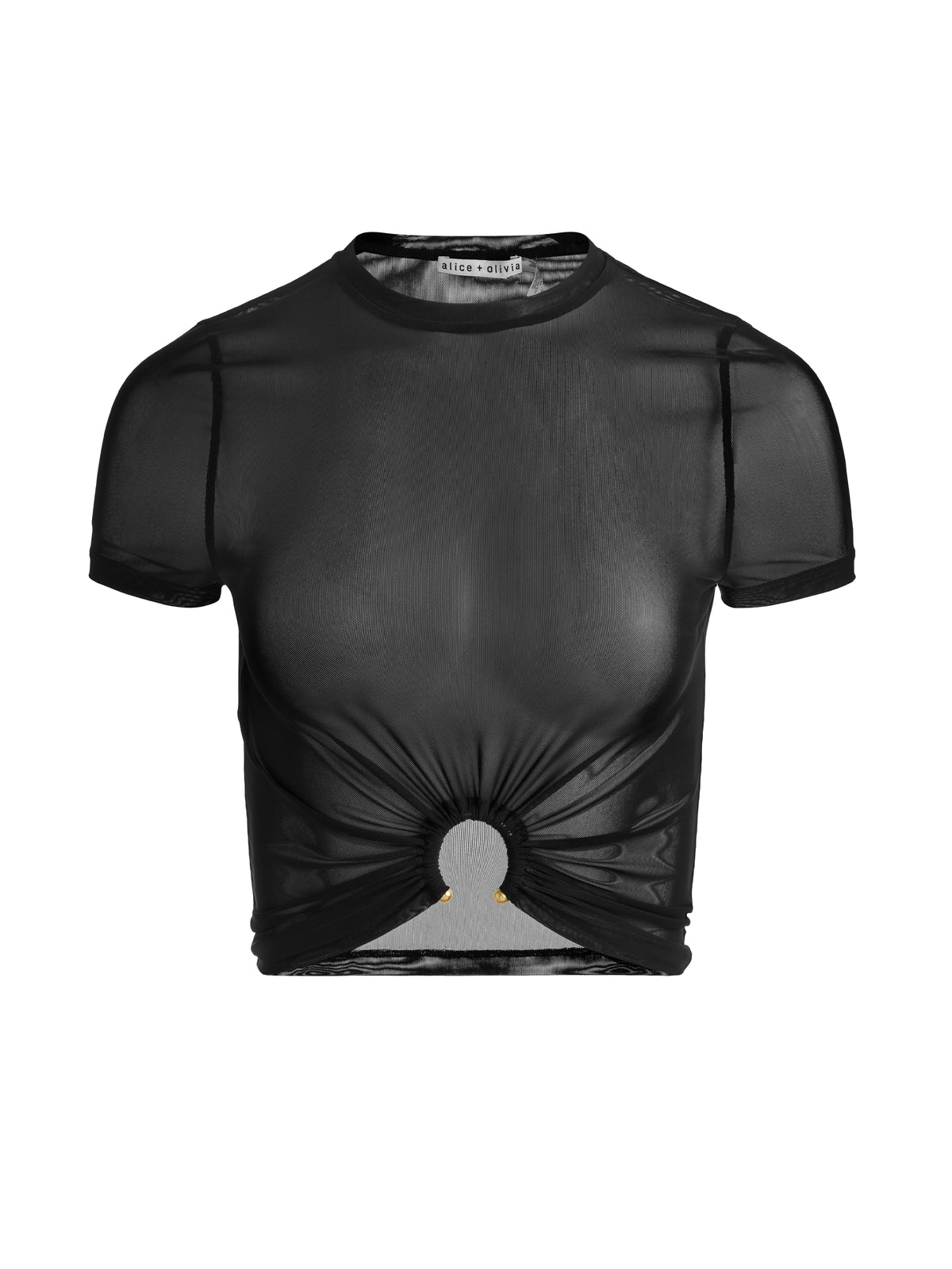 COURTNEY RUCHED FRONT TEE - BLACK