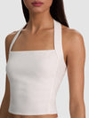 FIONA HALTER CROPPED TOP-OFF WHITE-ALICE + OLIVIA
