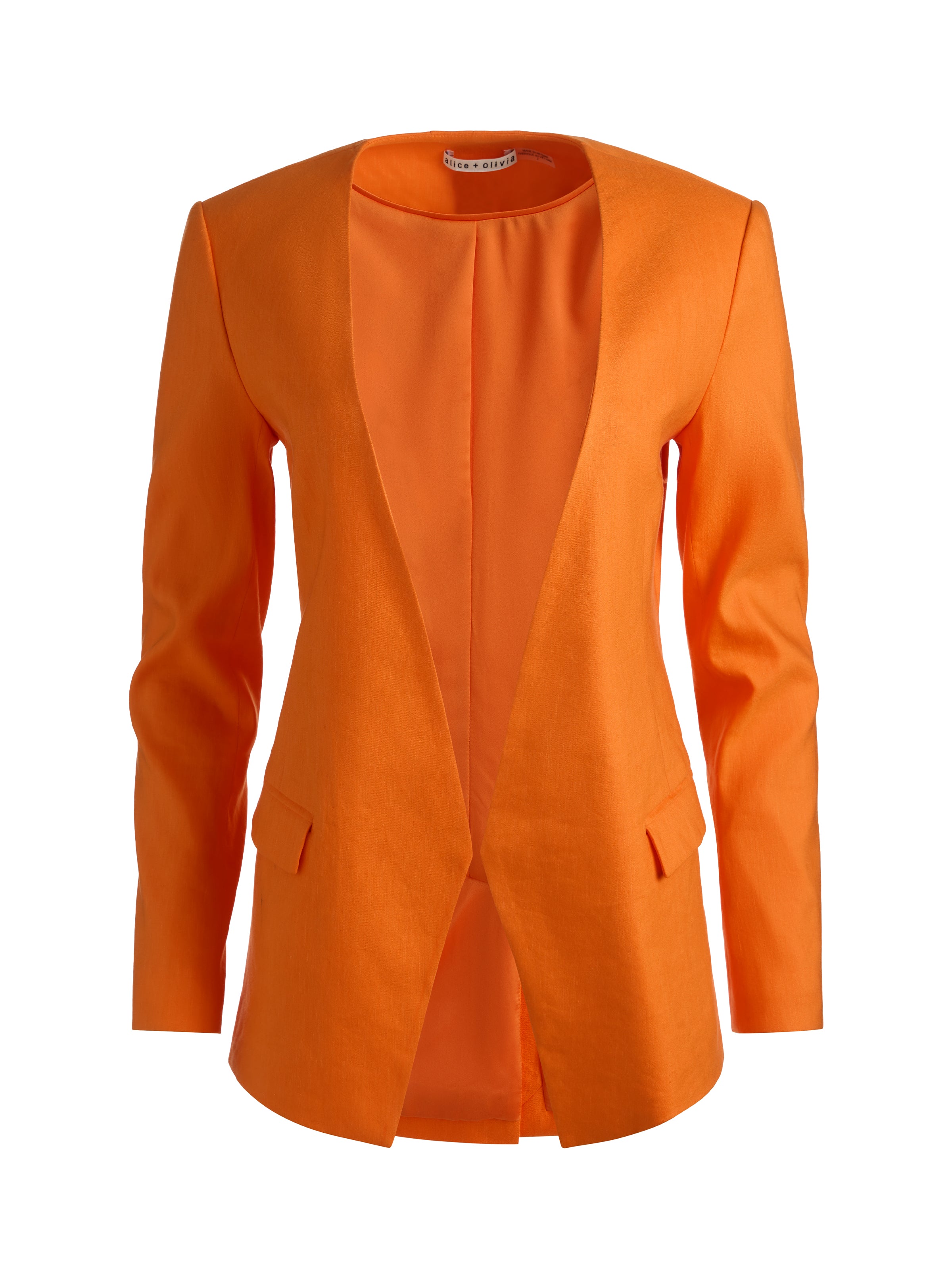 CORBIN COLLARLESS ANGELED BLAZER-ORANGE PEEL-ALICE + OLIVIA