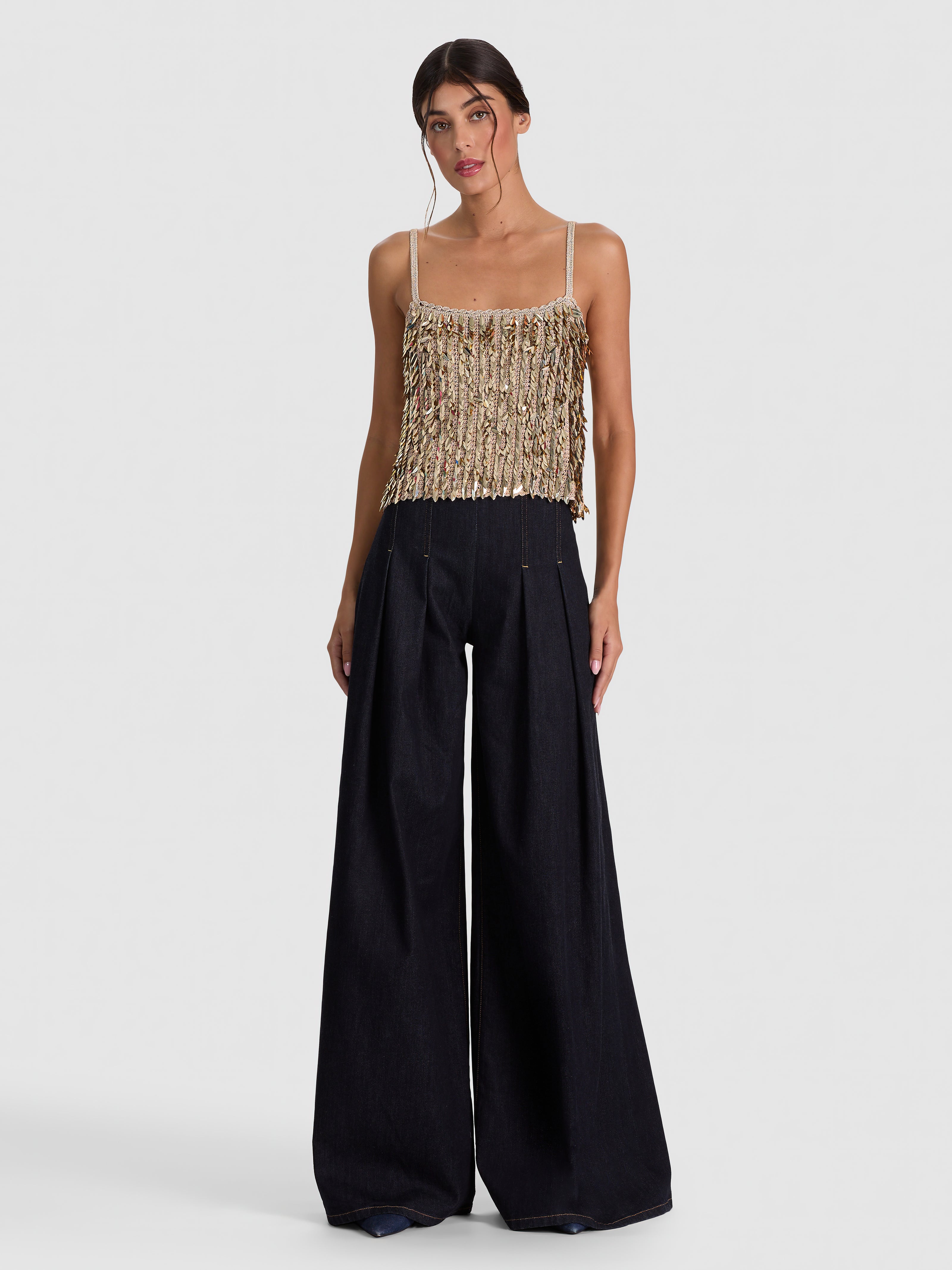 NICOLETTE SEQUIN TANK-SAND/GOLD-ALICE + OLIVIA