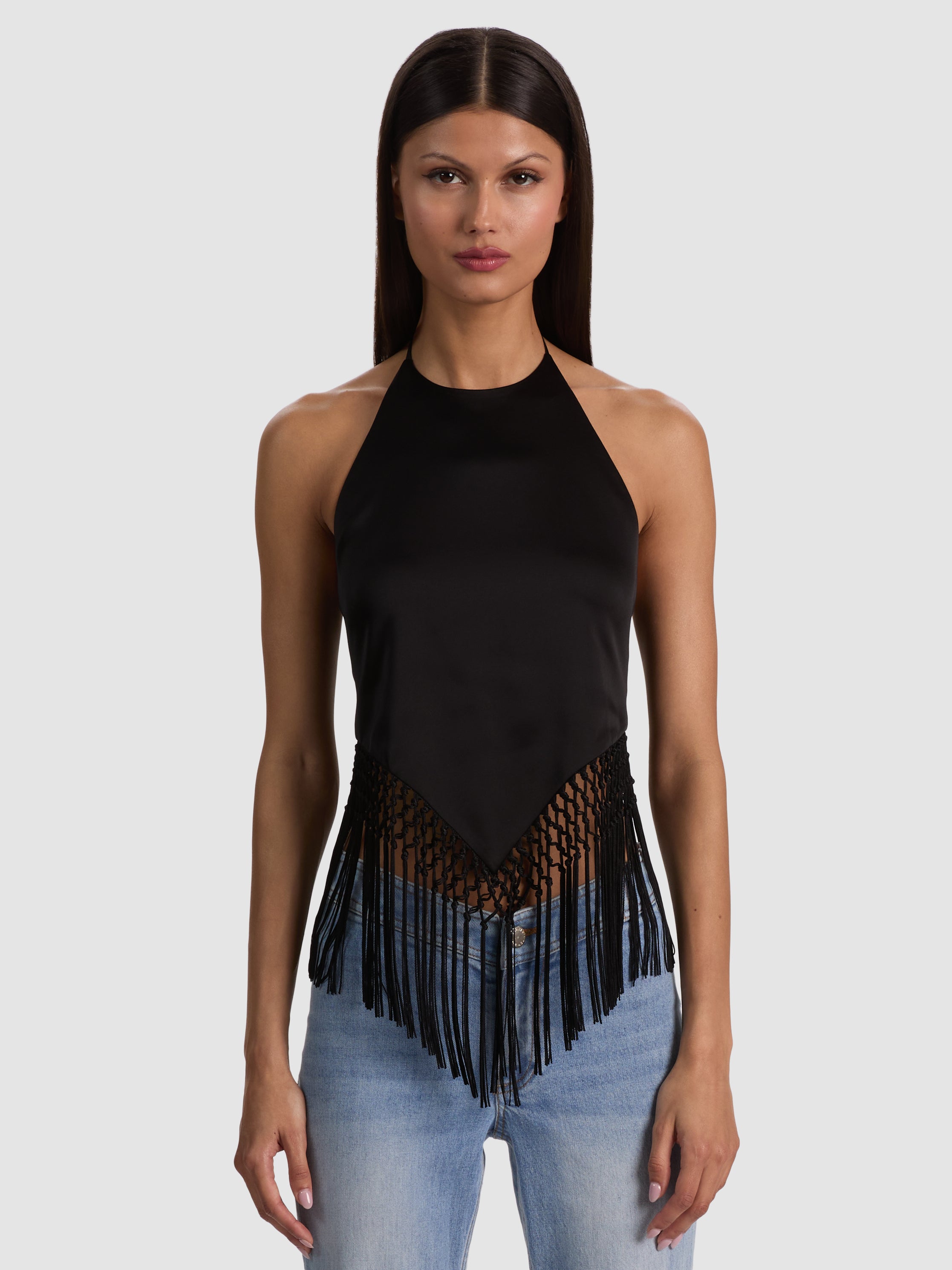 GRETA HALTER TIE BK TOP FOULARD-ALICE + OLIVIA