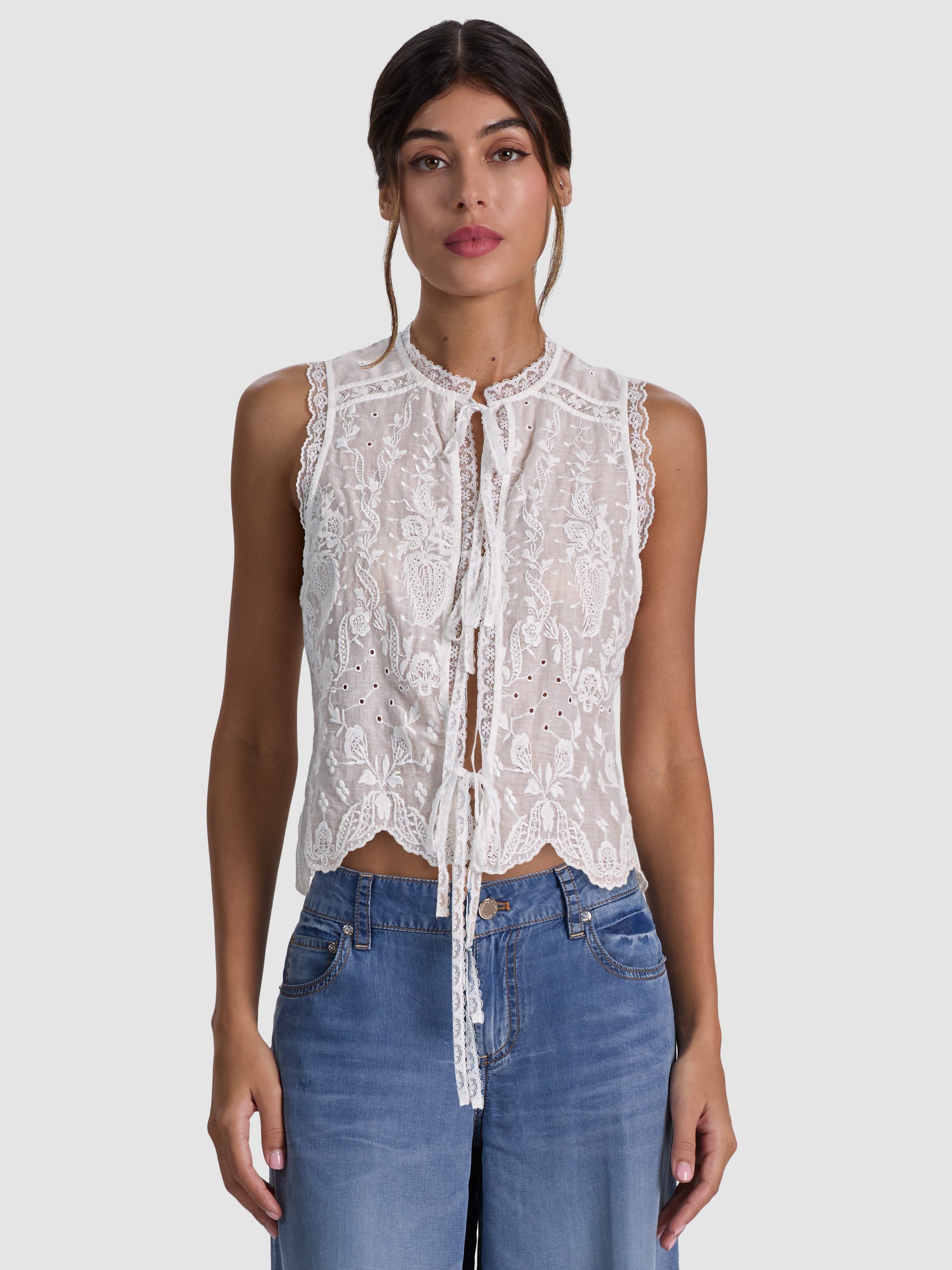 DÉBARDEUR AMAL À NŒUD ET BRODERIE-ALICE + OLIVIA