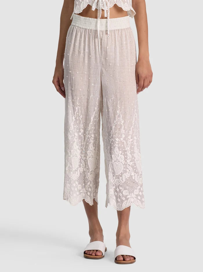 ELBA EMBR WWB PULL ON ANKLE PANT - OFF WHITE