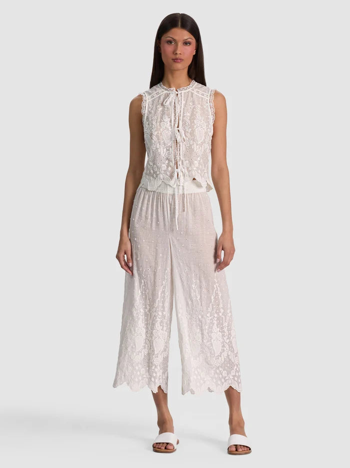 ELBA EMBR WWB PULL ON ANKLE PANT - OFF WHITE