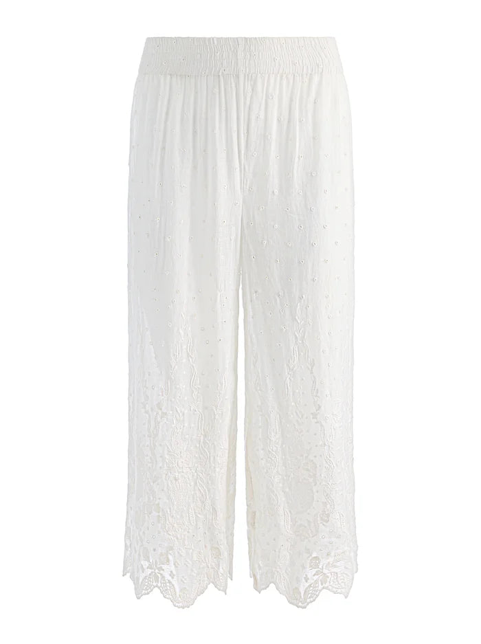 ELBA EMBR WWB PULL ON ANKLE PANT - OFF WHITE