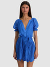 Tunique-robe boutonnée à manches bouffantes Thalia – Iris bleu-ALICE + OLIVIA