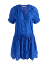 Tunique-robe boutonnée à manches bouffantes Thalia – Iris bleu-ALICE + OLIVIA