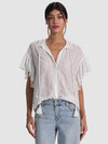 JULIUS EMBR SHORT RFL SLV TUNIC TOP-OFF WHITE-ALICE + OLIVIA