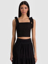 MARINDA EMBR TOP CORTA CON SPALLINE ANNODATE E RISVOLTO-ALICE + OLIVIA