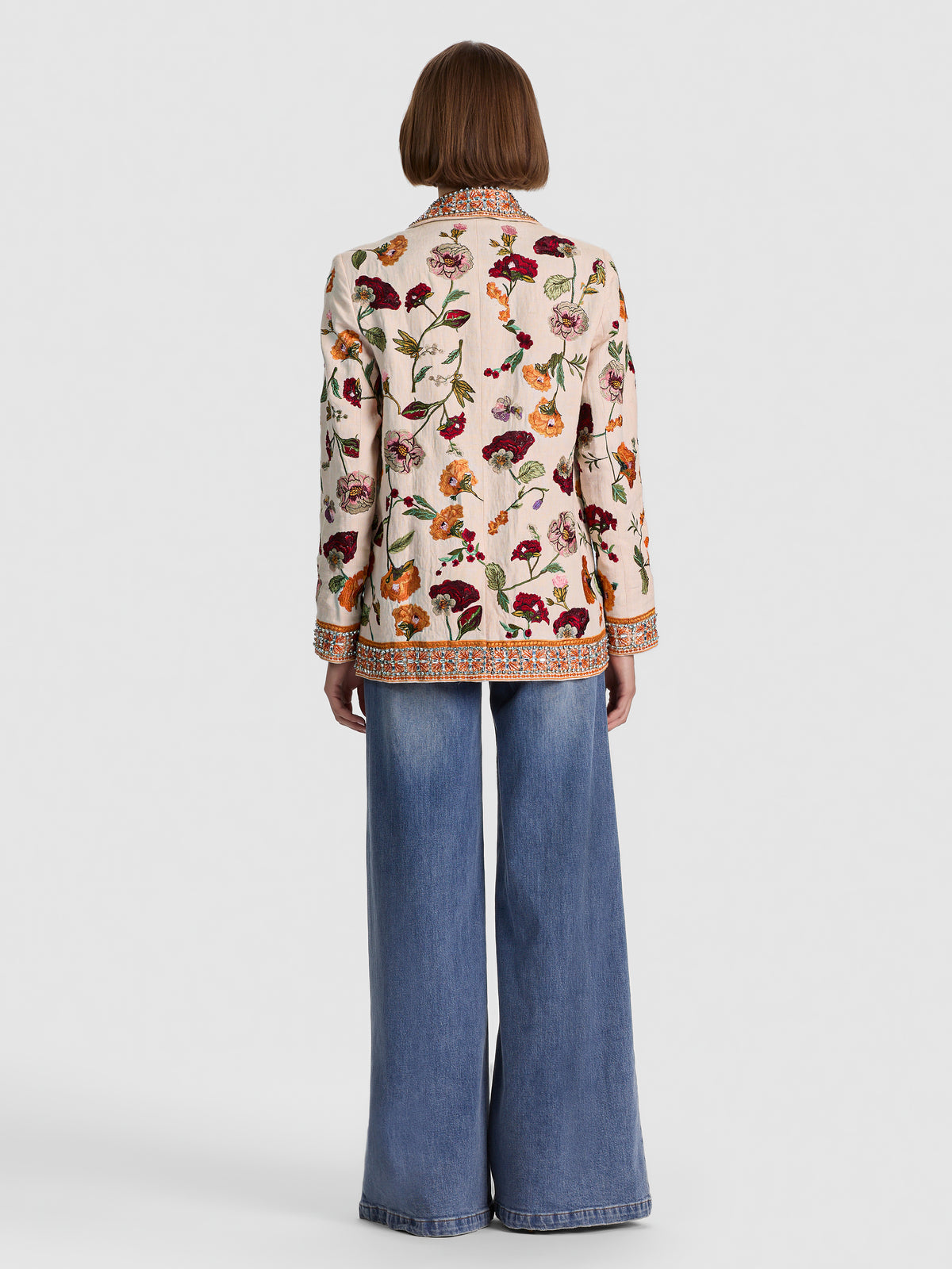 IVAN EMBELLISHED BLAZER-OATMEAL MELANGE/MULTI-ALICE + OLIVIA