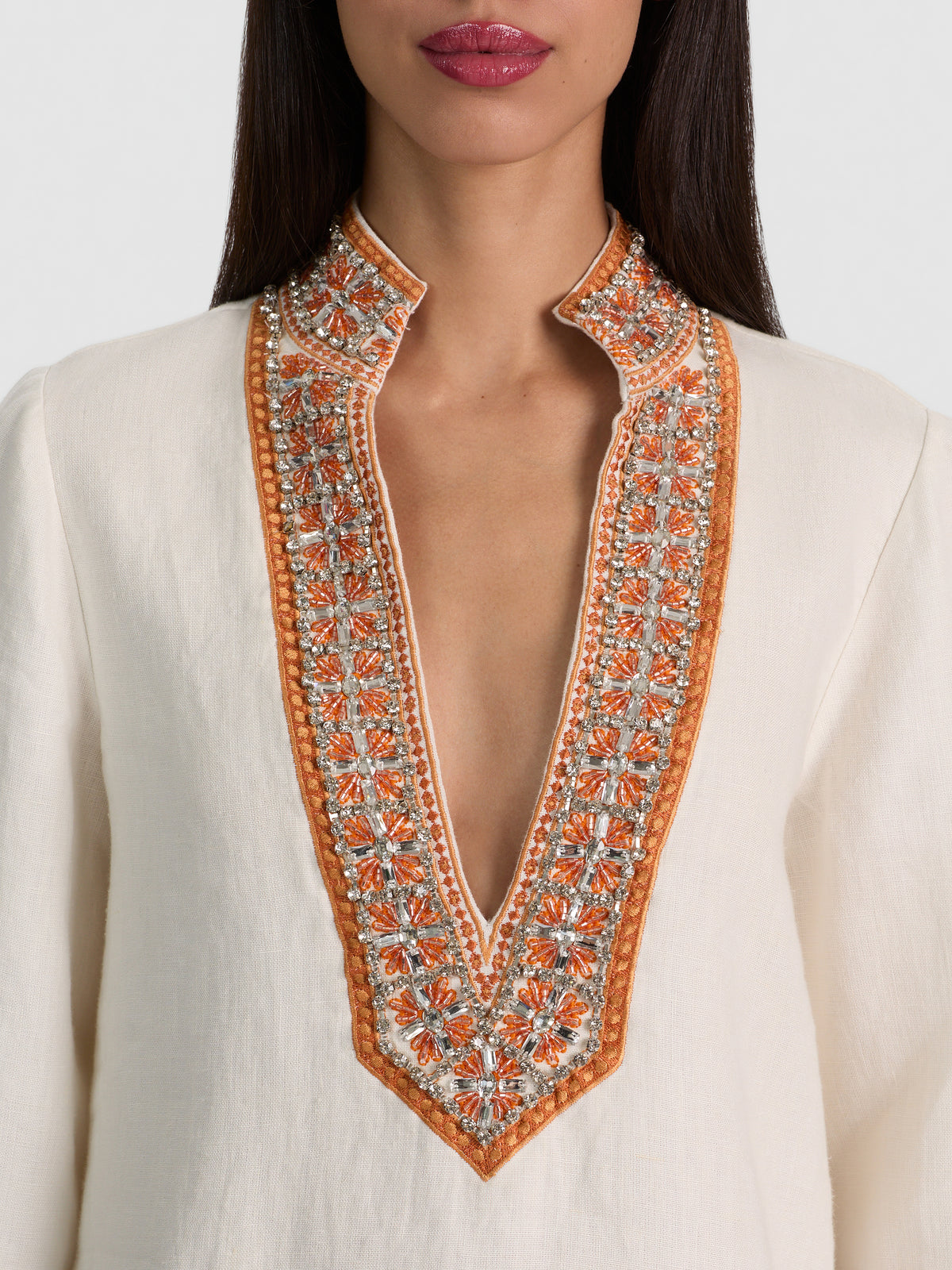 ELEONORA EMBELL TUNIC TOP-OFF WHITE MULTI-ALICE + OLIVIA