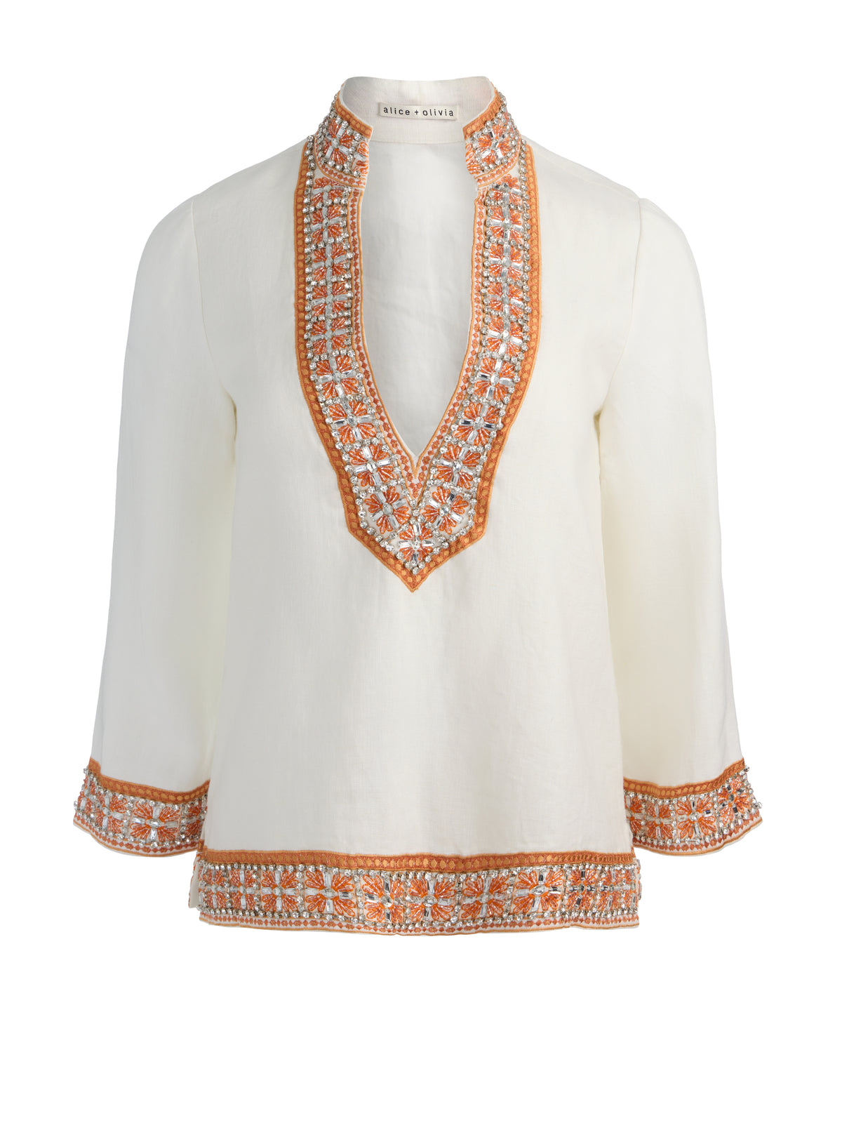 ELEONORA EMBELL TUNIC TOP - OFF WHITE MULTI