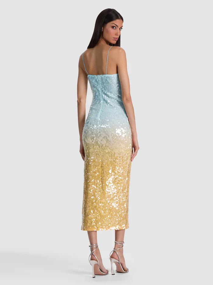 FIFI SEQUIN MIDI DRESS-CLEAR SKIES-ALICE + OLIVIA