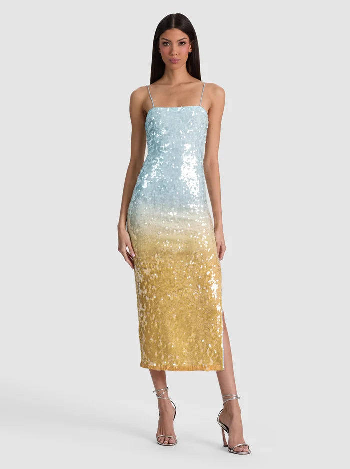 FIFI SEQUIN MIDI DRESS-CLEAR SKIES-ALICE + OLIVIA