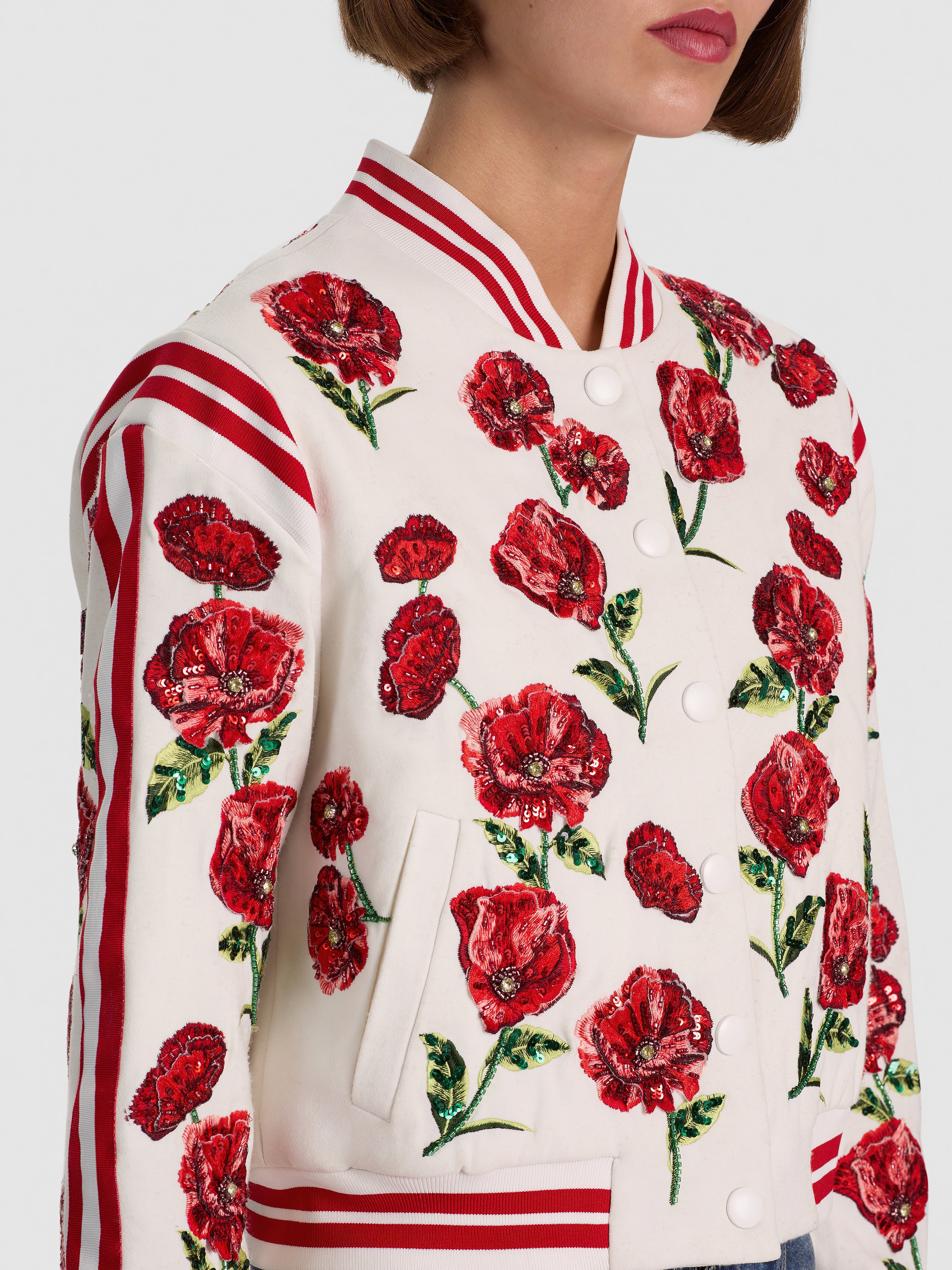 BLOUSON TEDDY KERI EMBEL AVEC BANDE DE COURSE-ALICE + OLIVIA