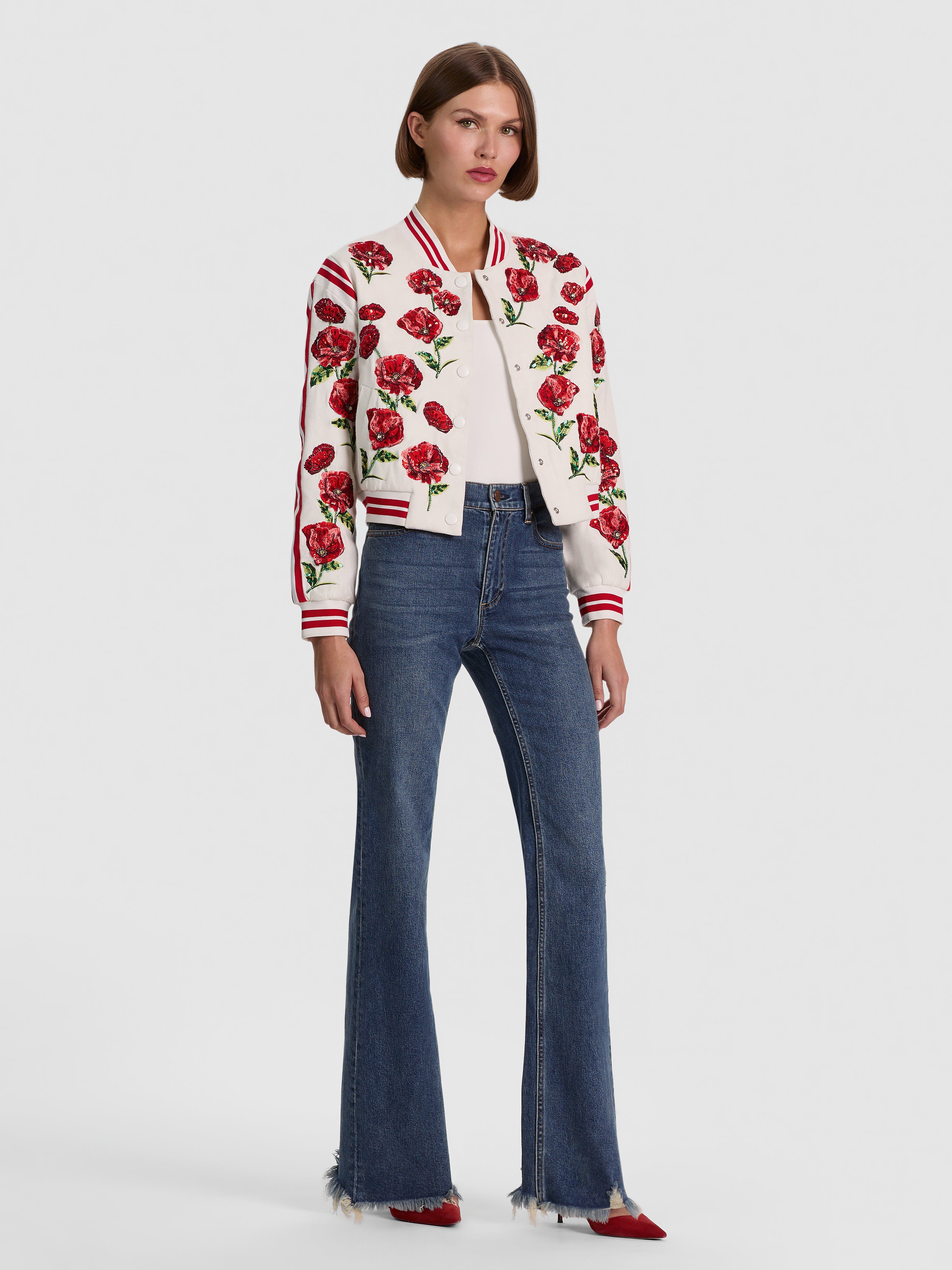 BLOUSON TEDDY KERI EMBEL AVEC BANDE DE COURSE-ALICE + OLIVIA