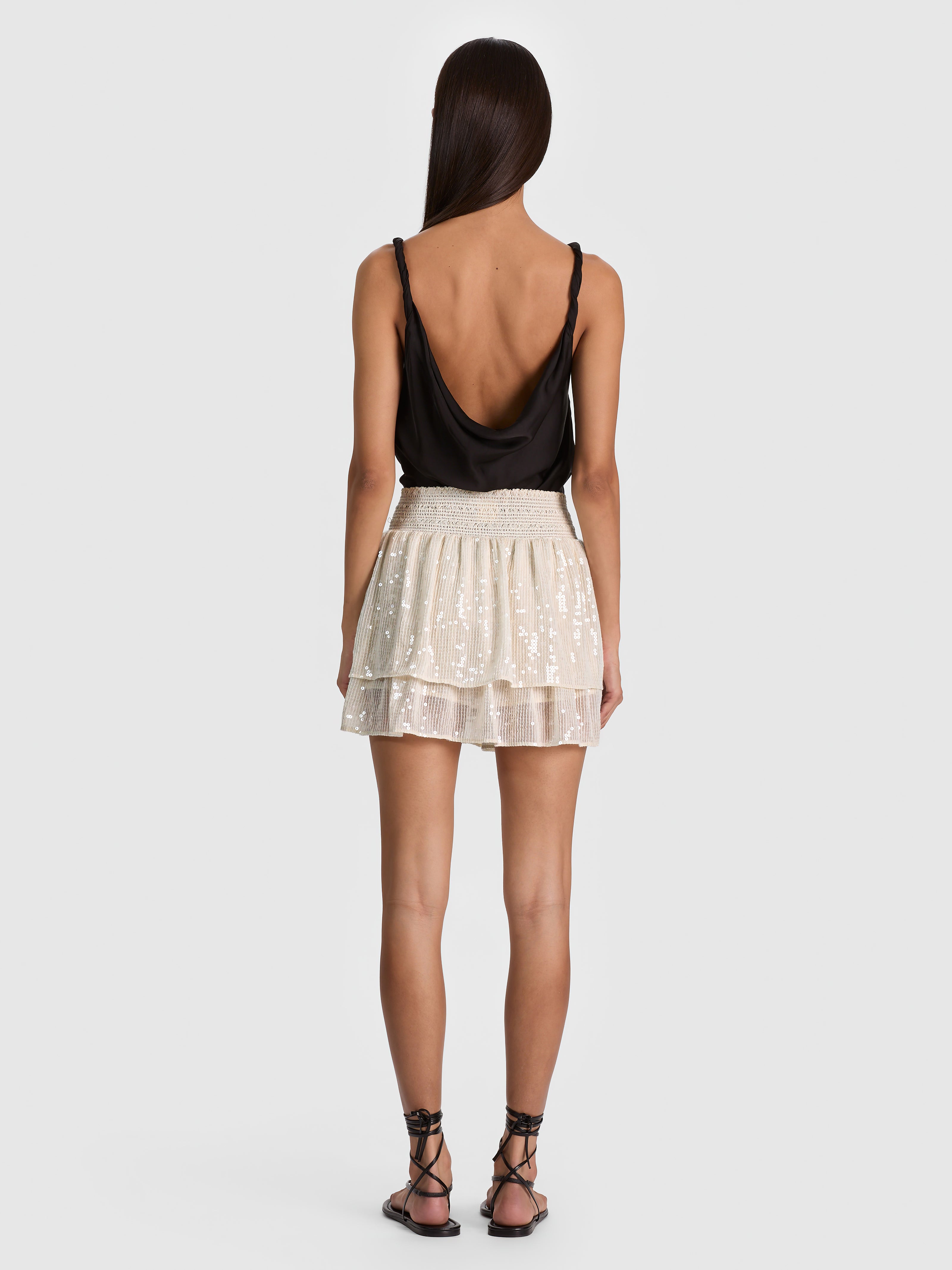 MINIGONNA-SHORT A RUFFLES IN PAILLETTES BETHIE-ALICE + OLIVIA