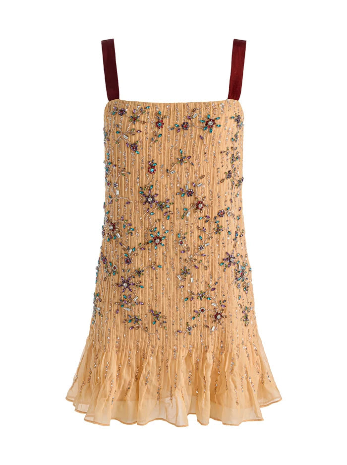 LINNEA EMBELLISHED MINI DRESS-LIGHT PEACH-ALICE + OLIVIA