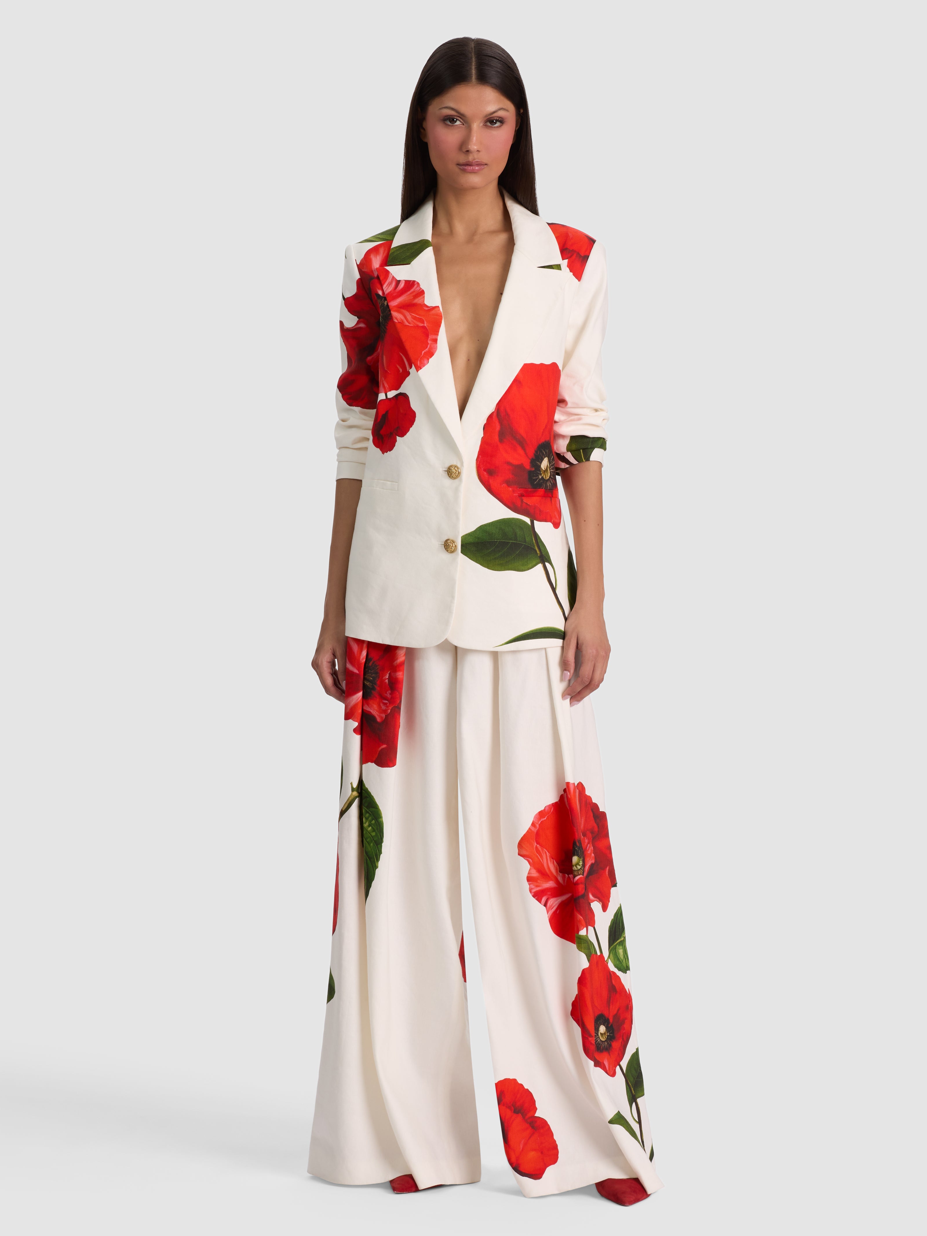 ELNA SLIM LONG BLAZER-SUMMER POPPY-ALICE + OLIVIA