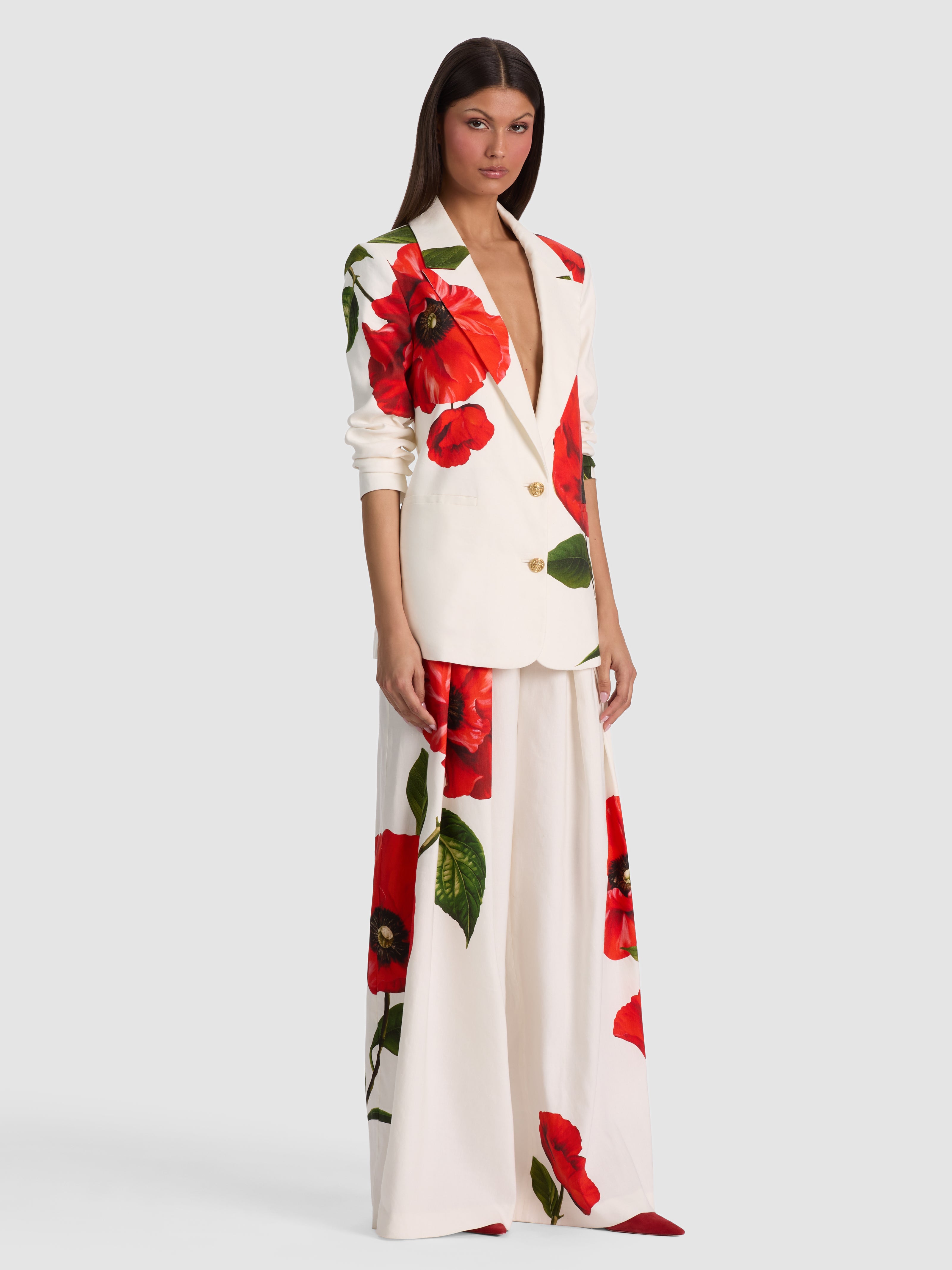 ELNA SLIM LONG BLAZER-SUMMER POPPY-ALICE + OLIVIA