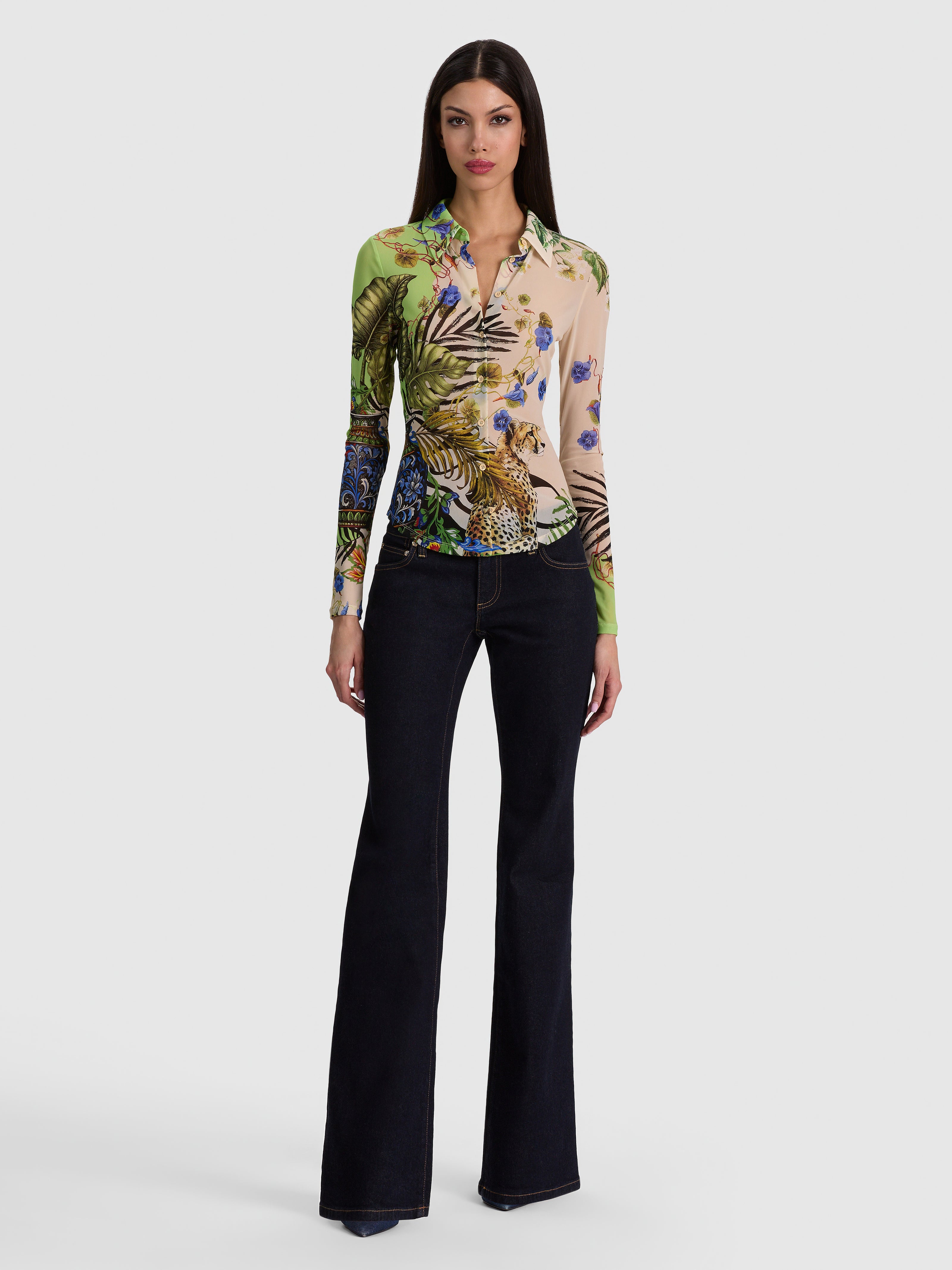CHEMISE BOUTONNÉE EN MESH JADE-ALICE + OLIVIA