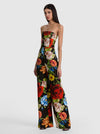 BEATRIZ STRAPLESS WIDE LEG JUMPSUIT-ENDLESS BLOSSOM LG BLACK-ALICE + OLIVIA